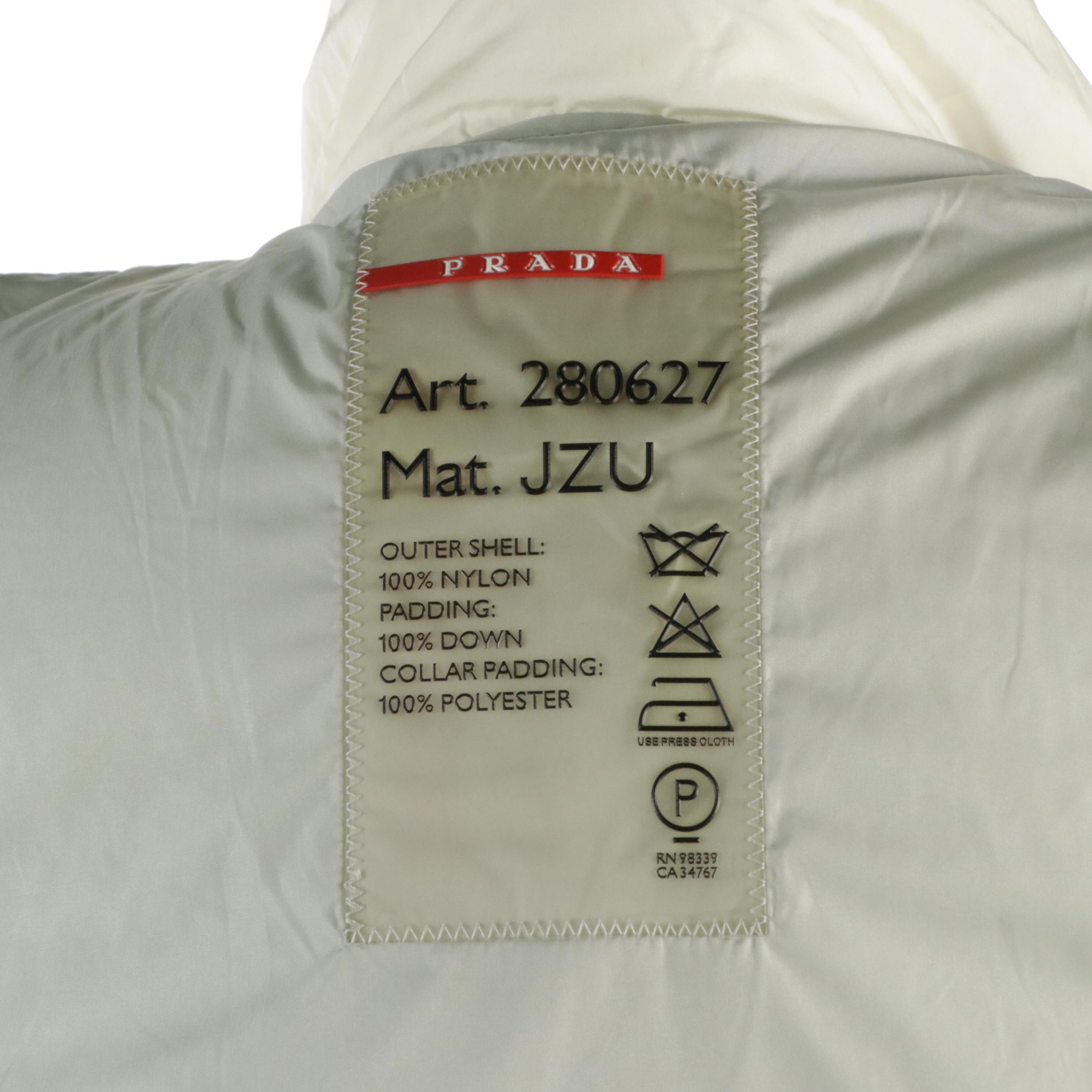 Prada Down Filled Puffer Jacket in White Nylon