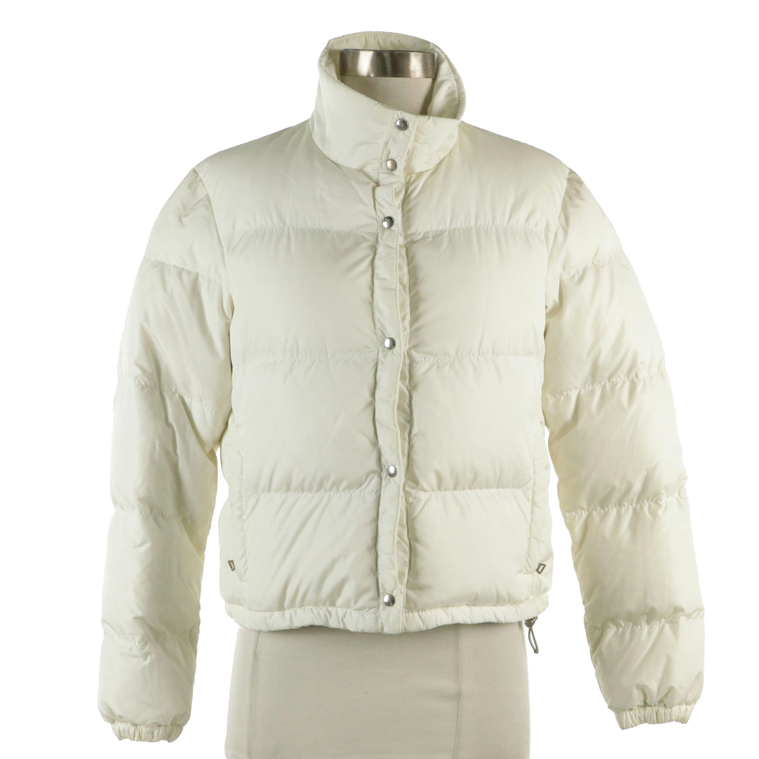 Prada Down Filled Puffer Jacket in White Nylon