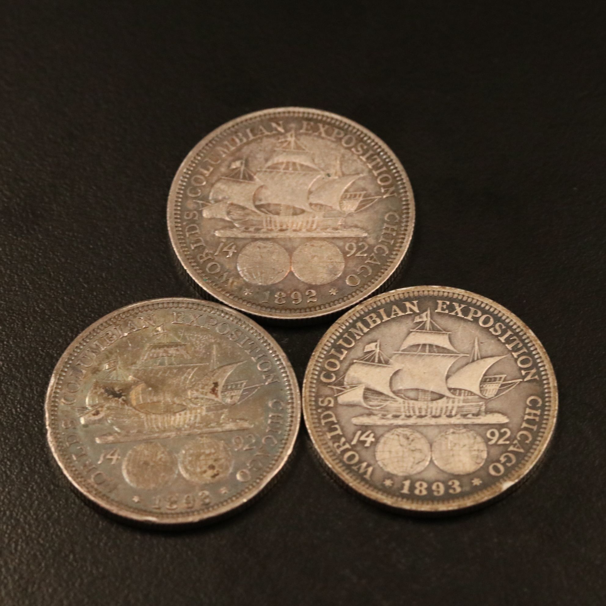 Three Columbian Exposition Commemorative Silver Half Dollars