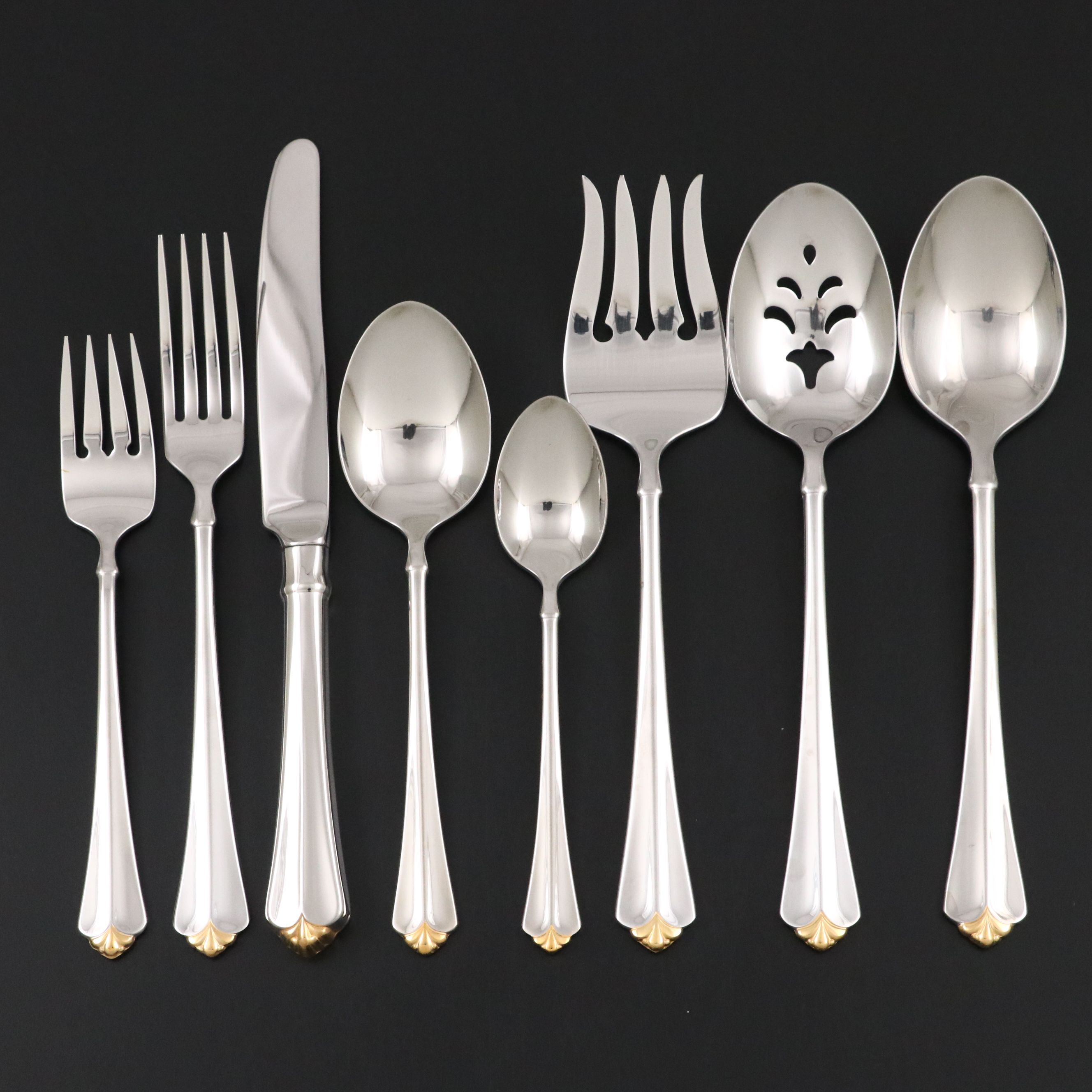 Oneida "Golden Juilliard"  Stainless Steel Flatware and Storage Case