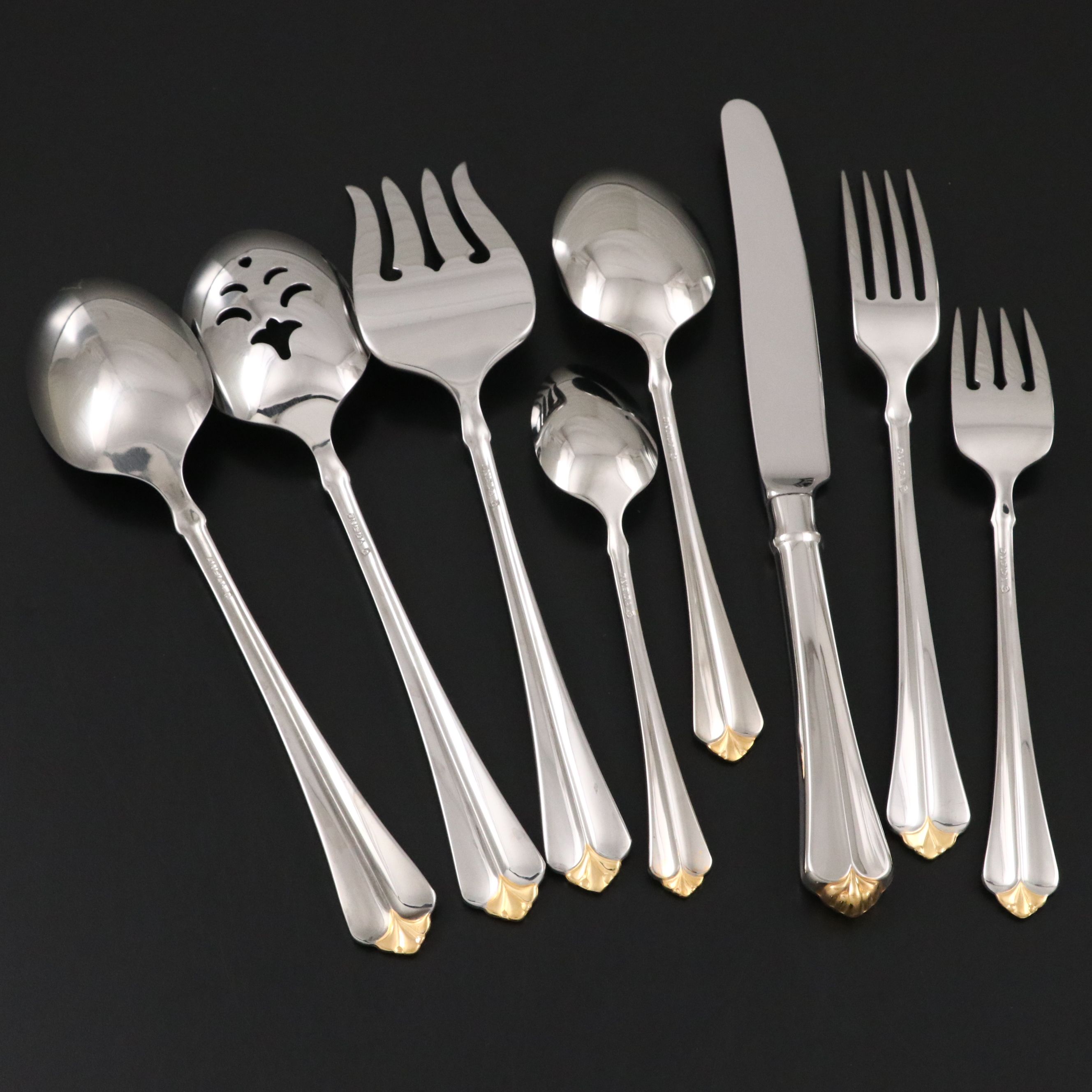 Oneida "Golden Juilliard"  Stainless Steel Flatware and Storage Case