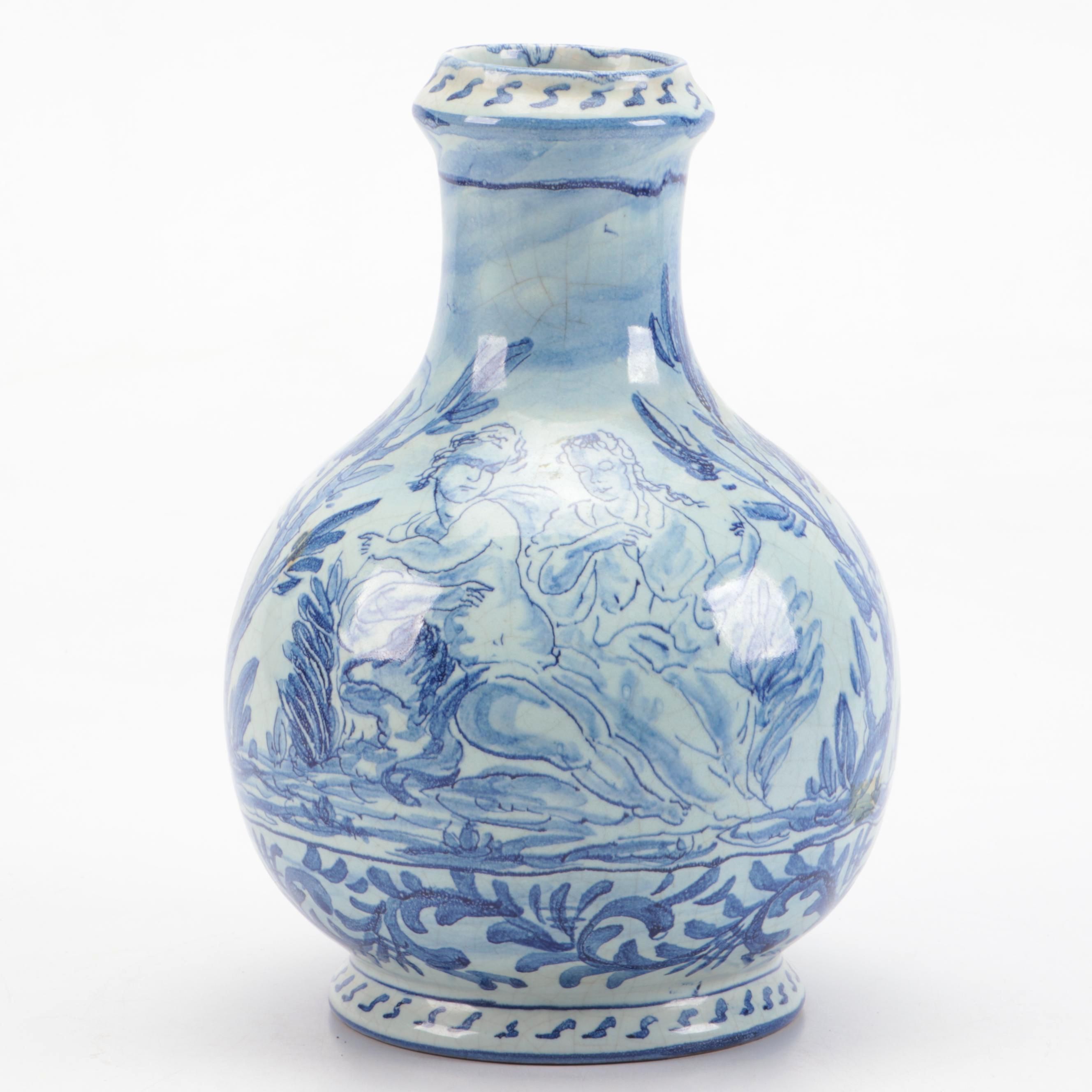 Studio Ernan Albisola Hand-Painted Italian Majolica Vase