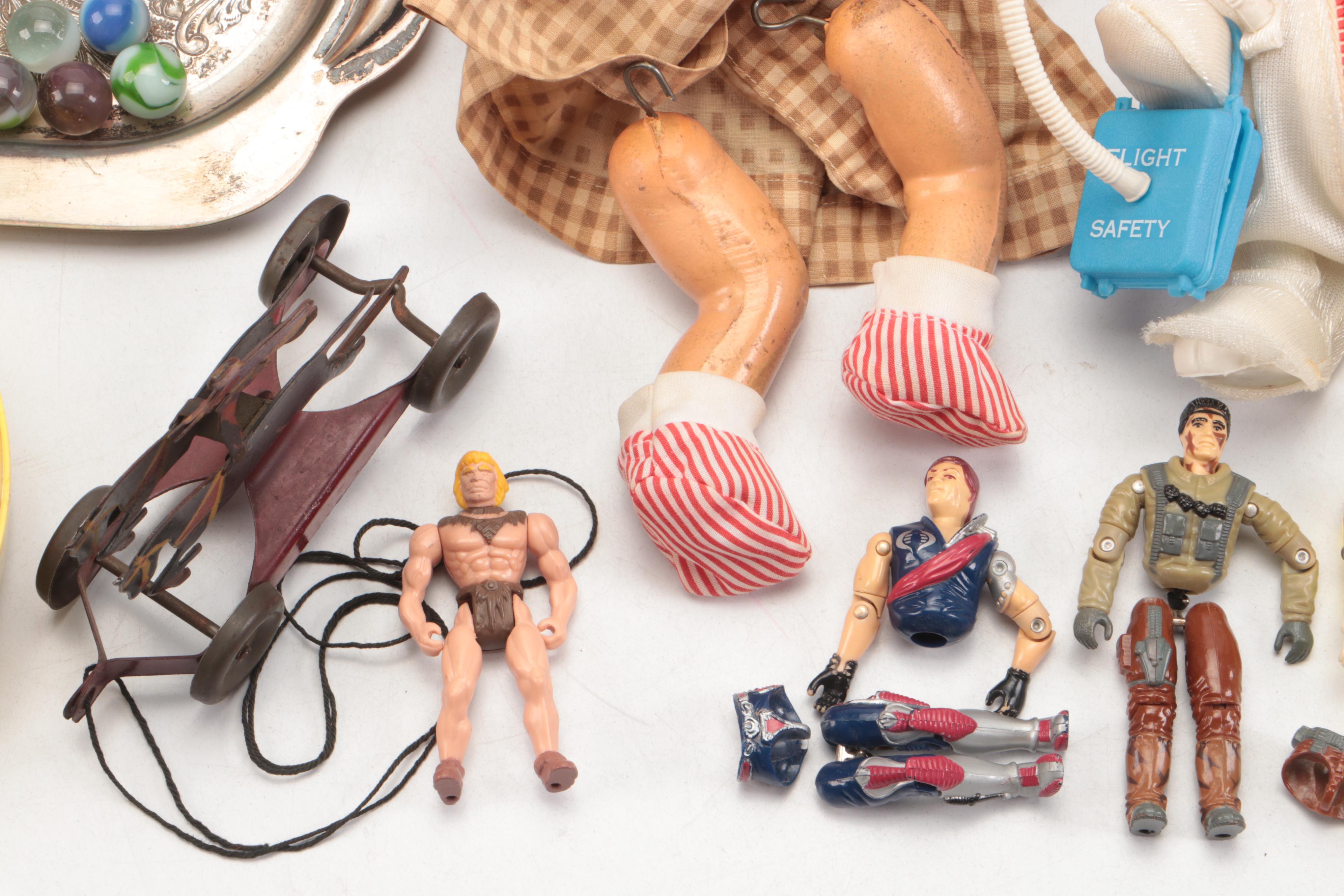 Mattel Bozo the Clown Doll and Snoopy Astronaut with Other Vintage Toys