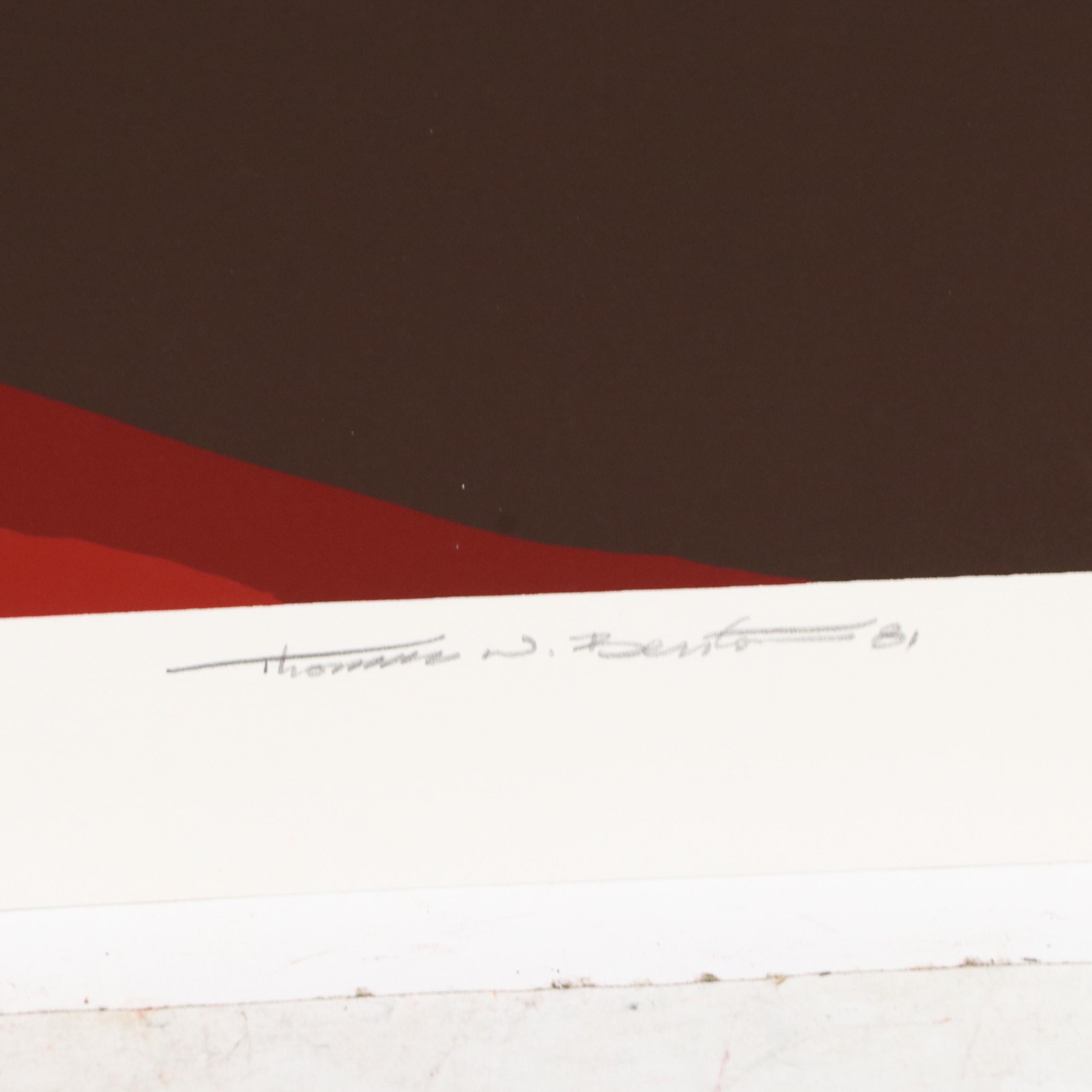 Thomas W. Benton Abstract Serigraph "Red Mountain," 1981