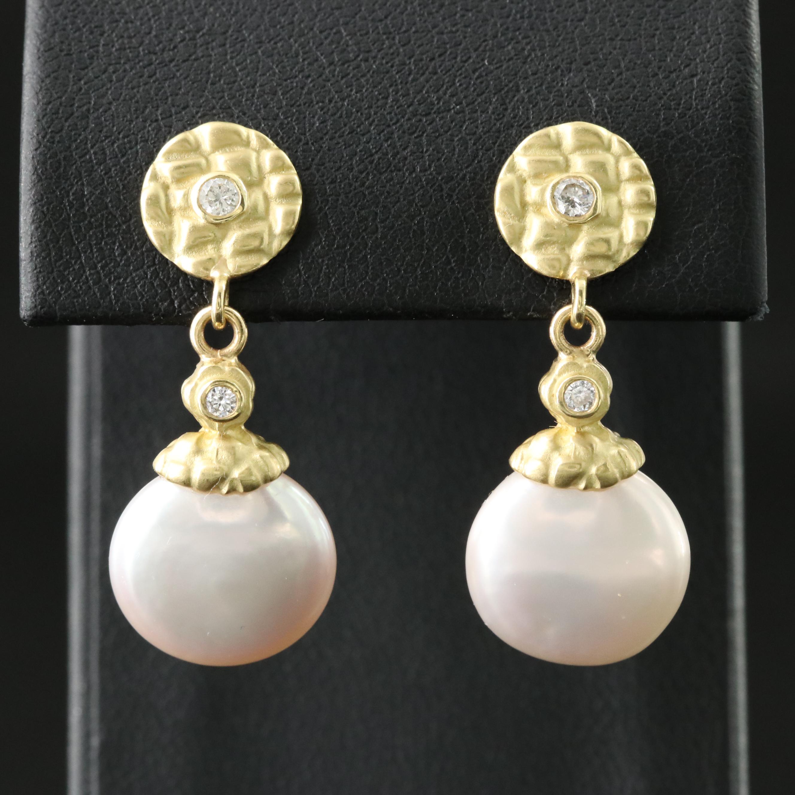 Jane Bohan 18K Pearl and Diamond Earrings