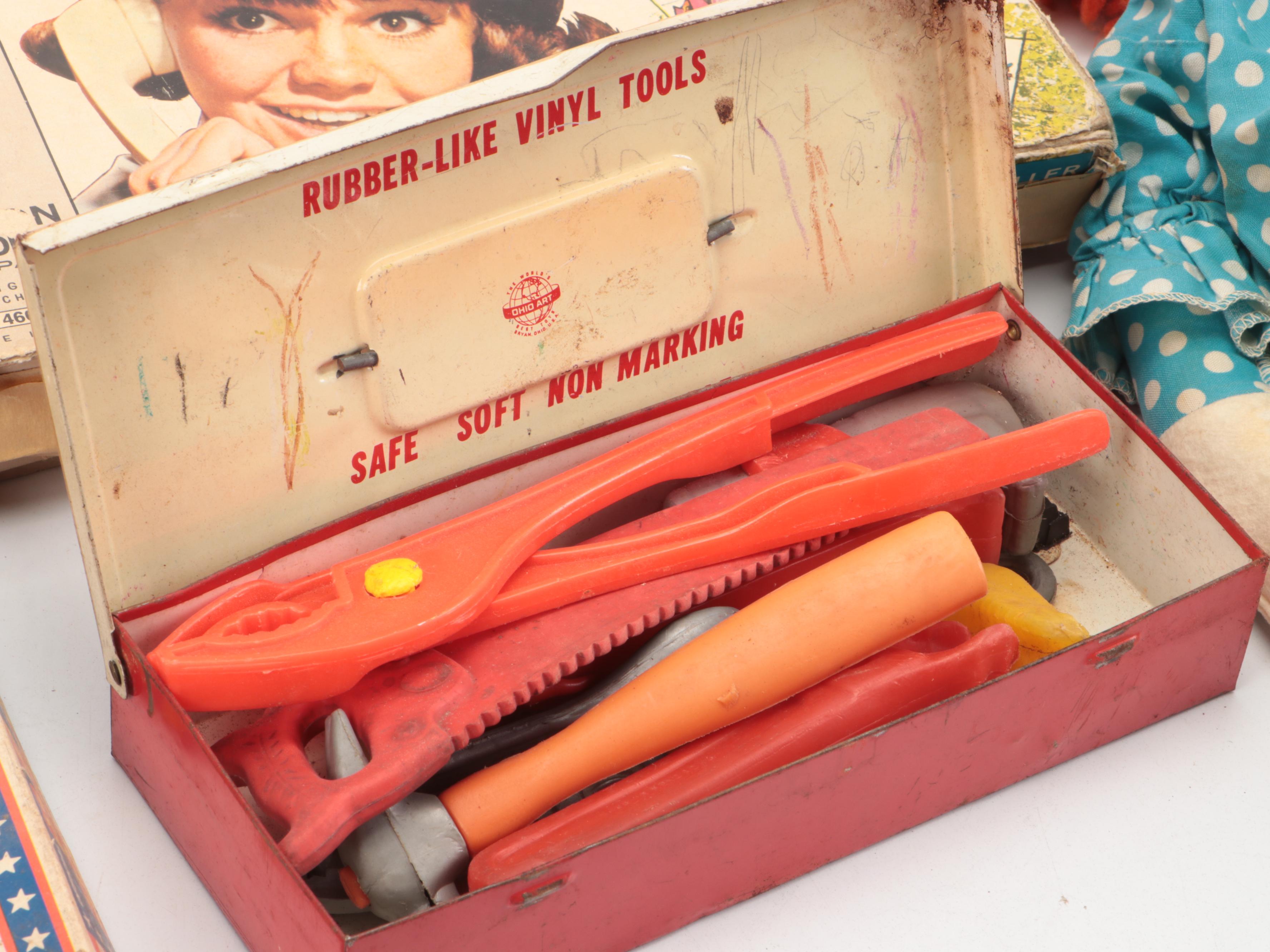 Mattel Bozo the Clown Doll and Snoopy Astronaut with Other Vintage Toys