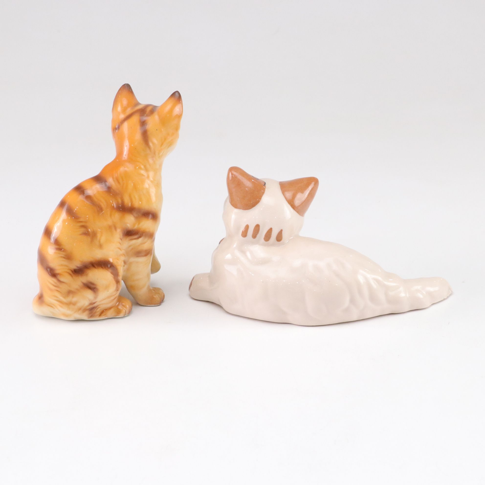 Hand Painted Porcelain Cat Figurines