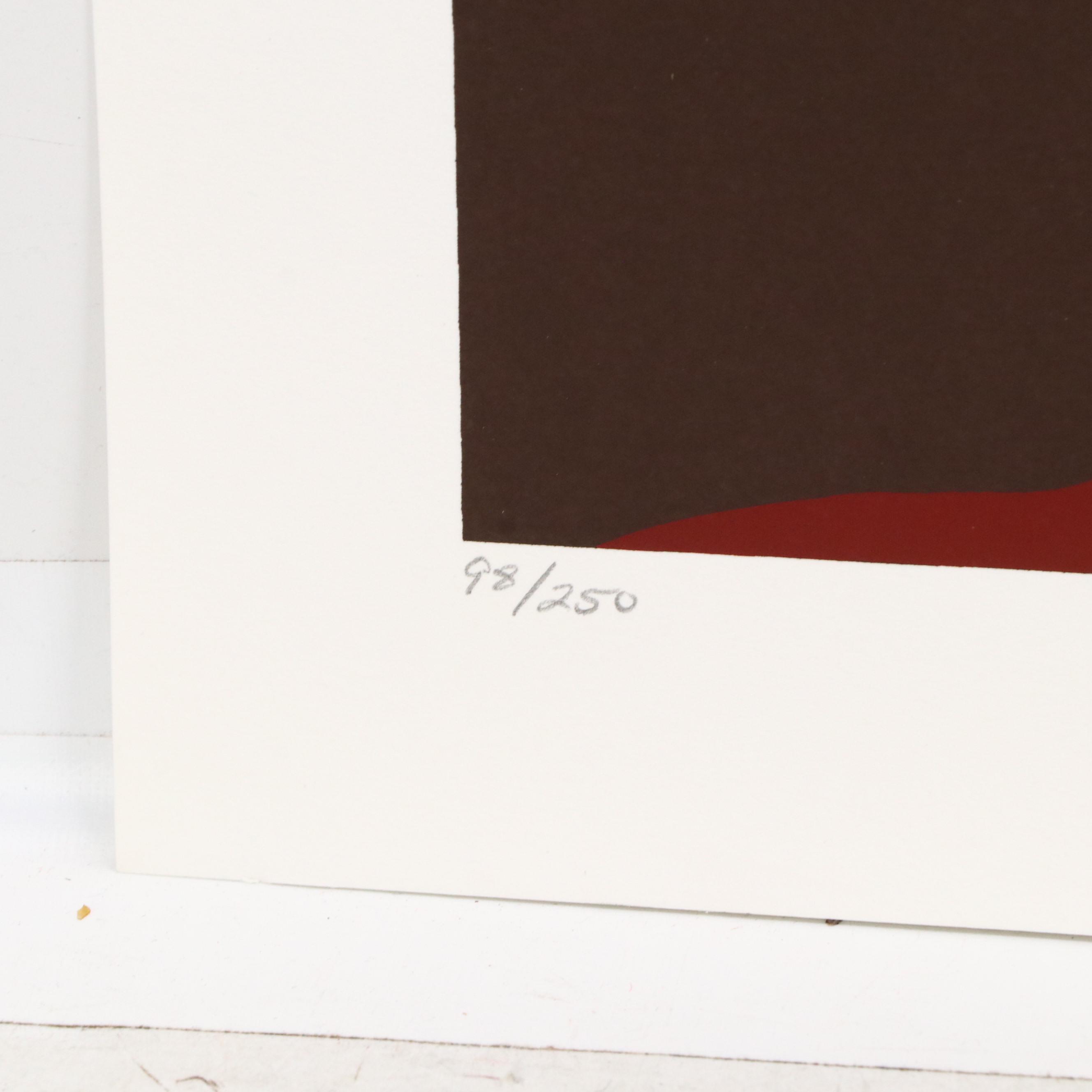 Thomas W. Benton Abstract Serigraph "Red Mountain," 1981