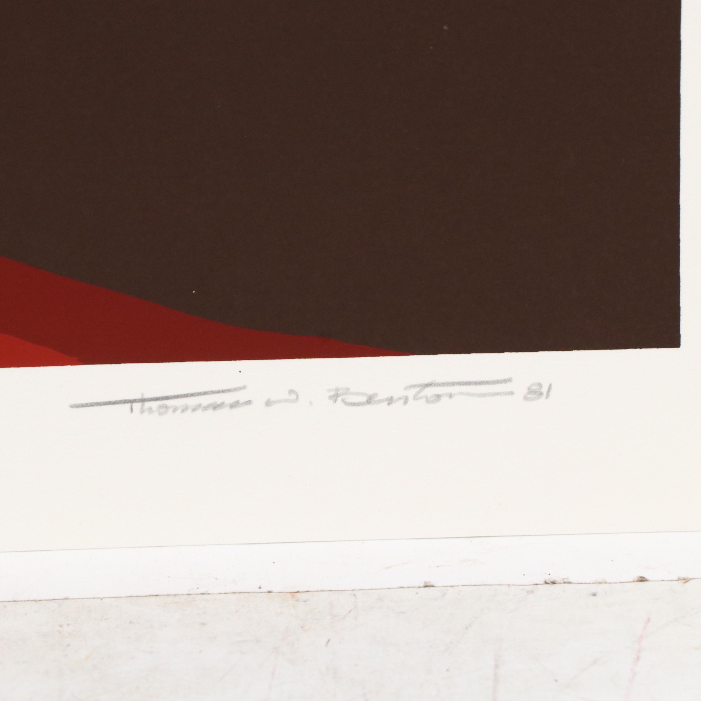 Thomas W. Benton Abstract Serigraph "Red Mountain," 1981