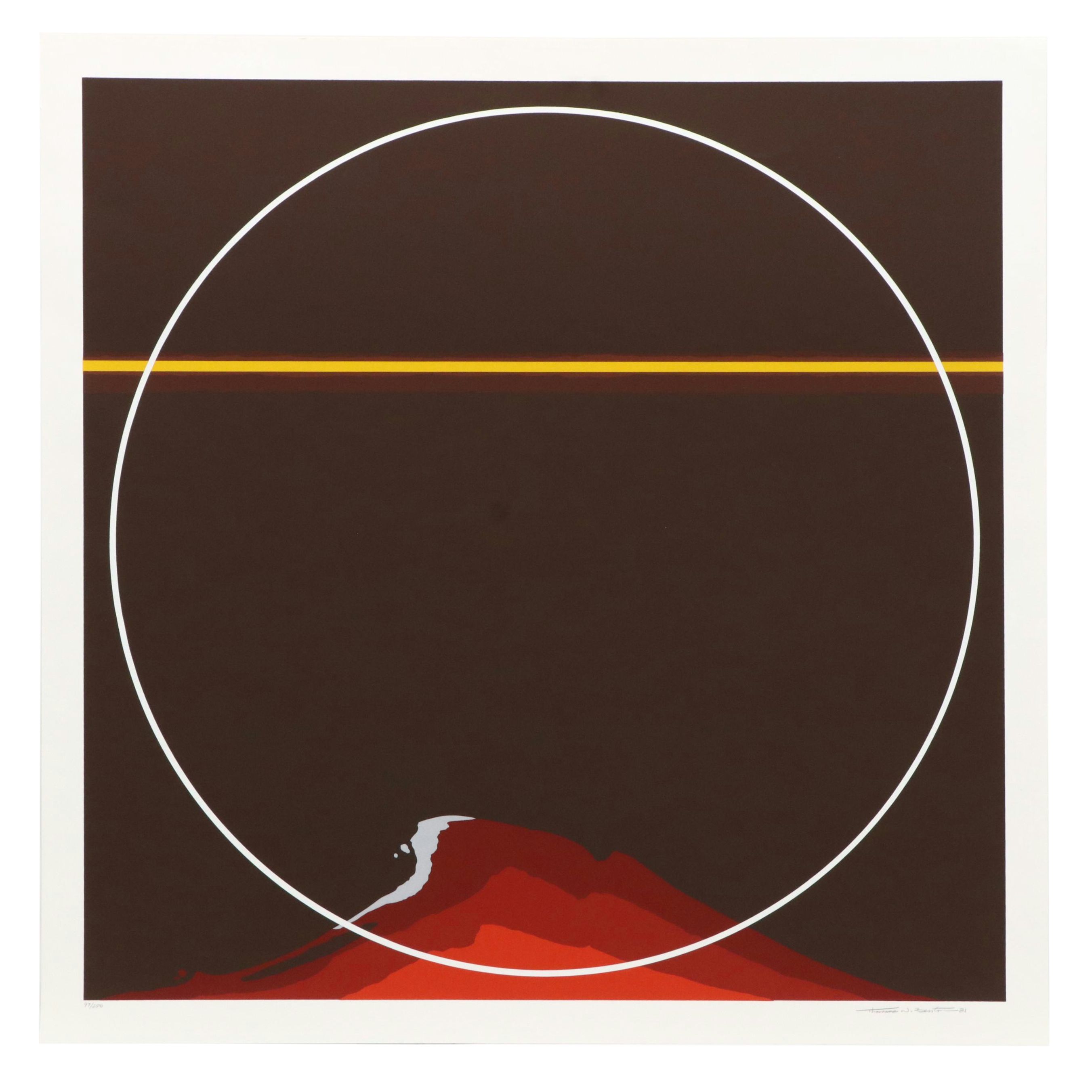 Thomas W. Benton Abstract Serigraph "Red Mountain," 1981