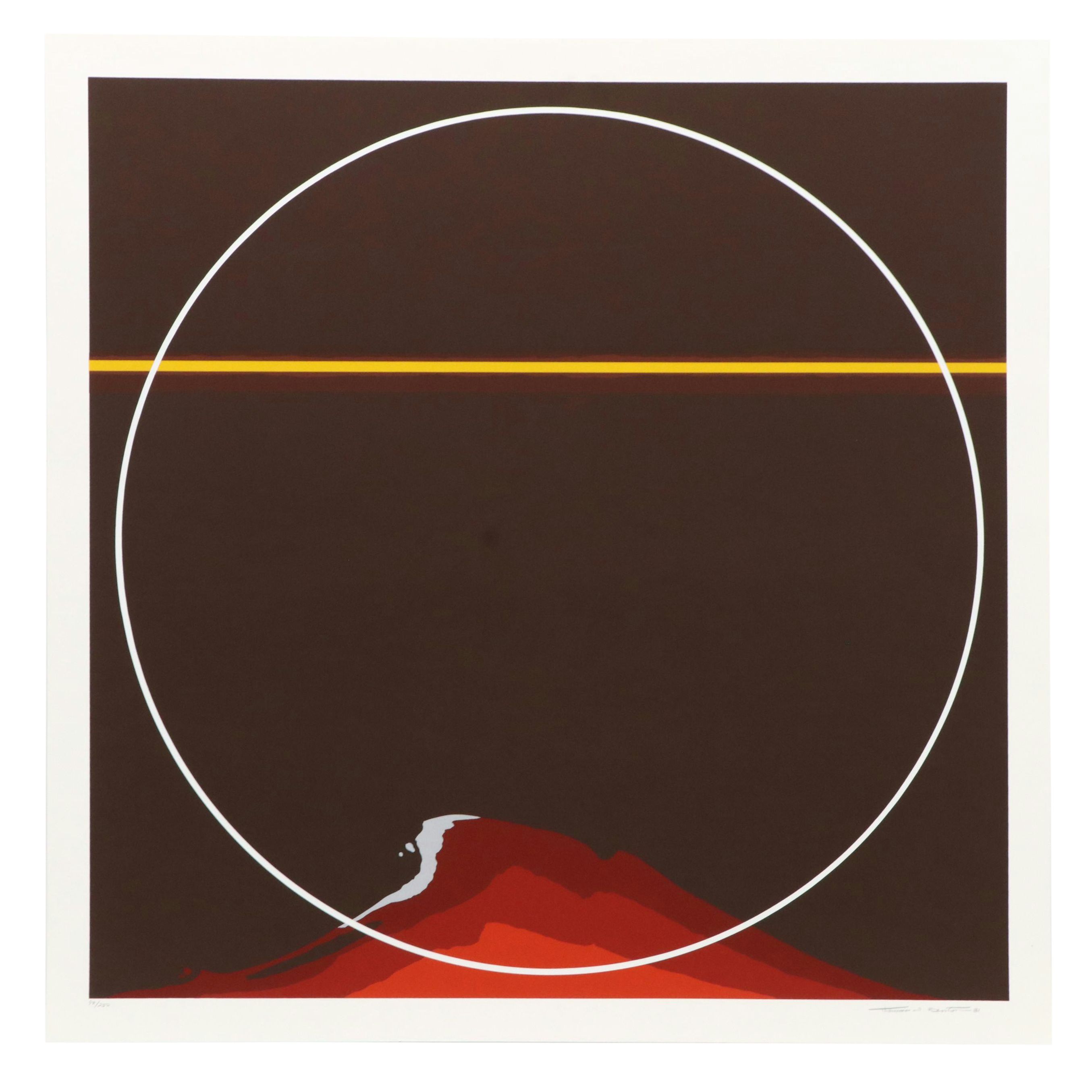 Thomas W. Benton Abstract Serigraph "Red Mountain," 1981