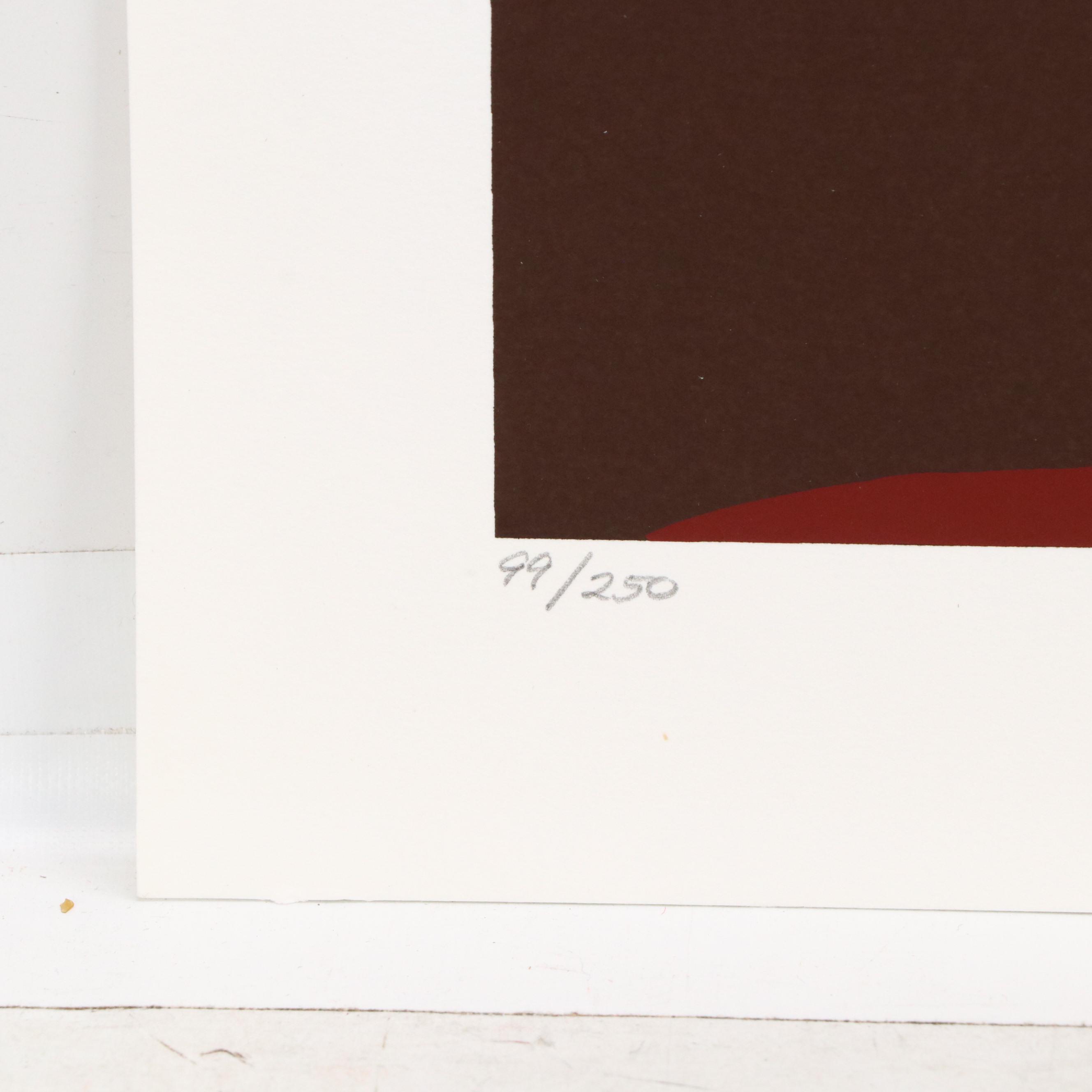 Thomas W. Benton Abstract Serigraph "Red Mountain," 1981