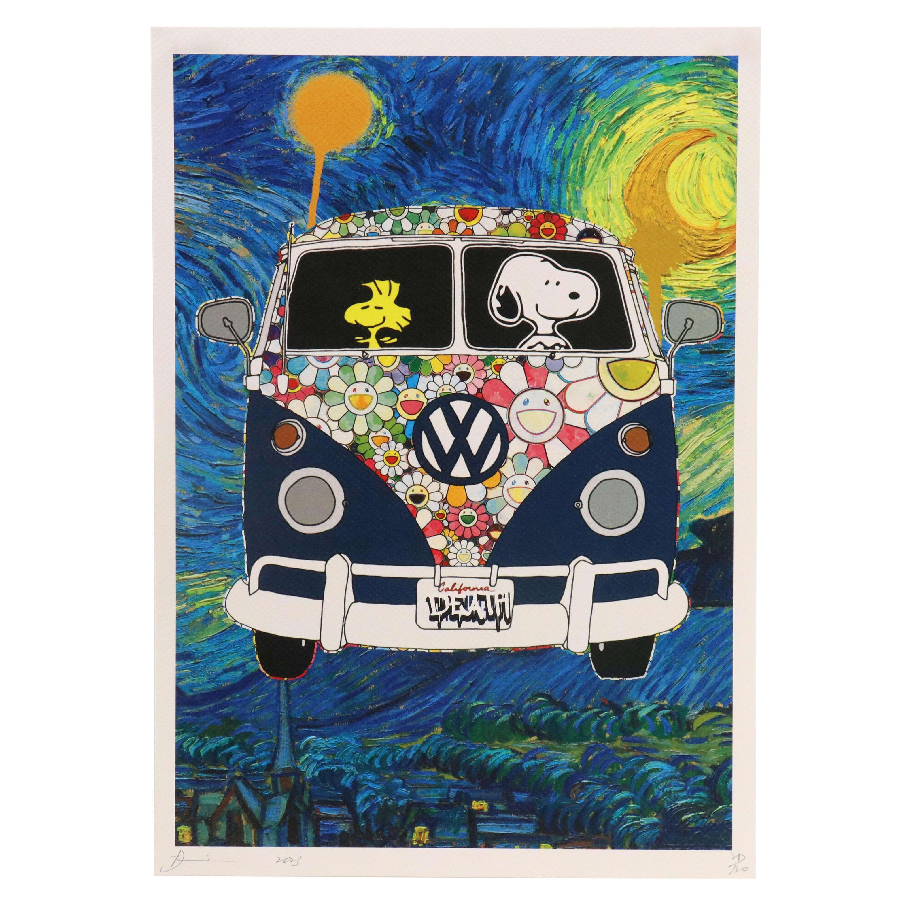 Death NYC Pop Art Digital Print Homage Murakami x VW x Peanuts x Van Gogh, 2023