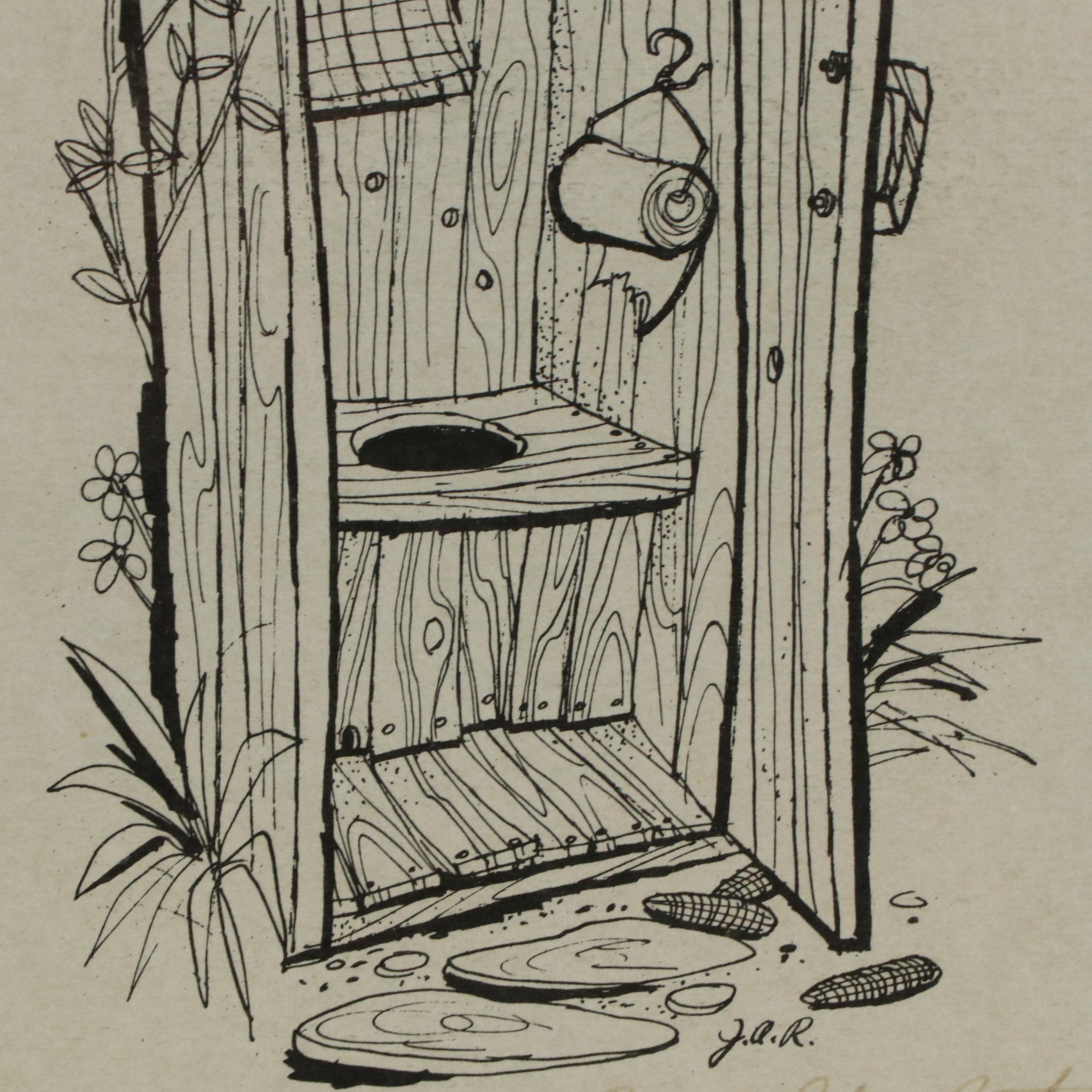 John A. Ruthven Lithograph of Outhouse