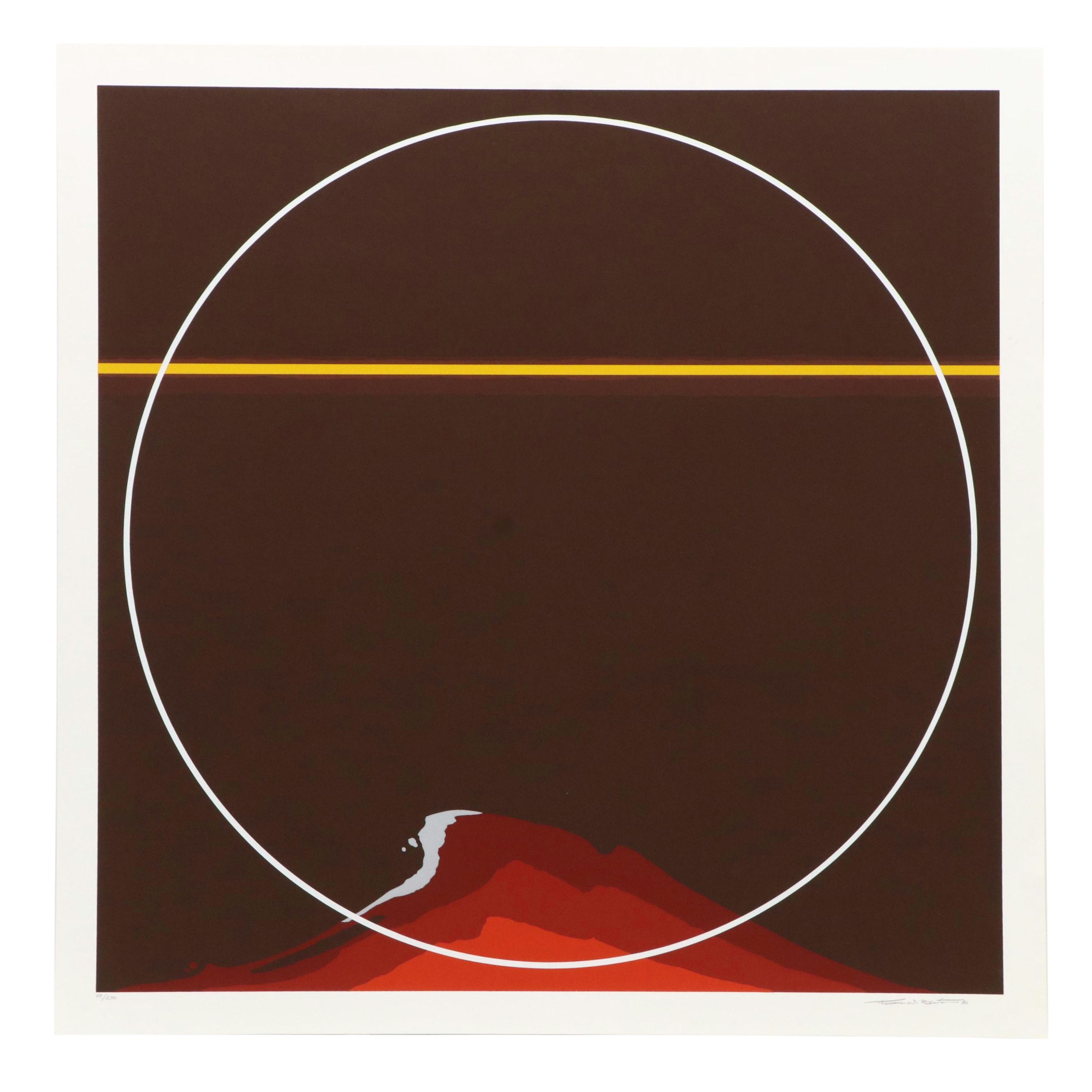 Thomas W. Benton Abstract Serigraph "Red Mountain," 1981