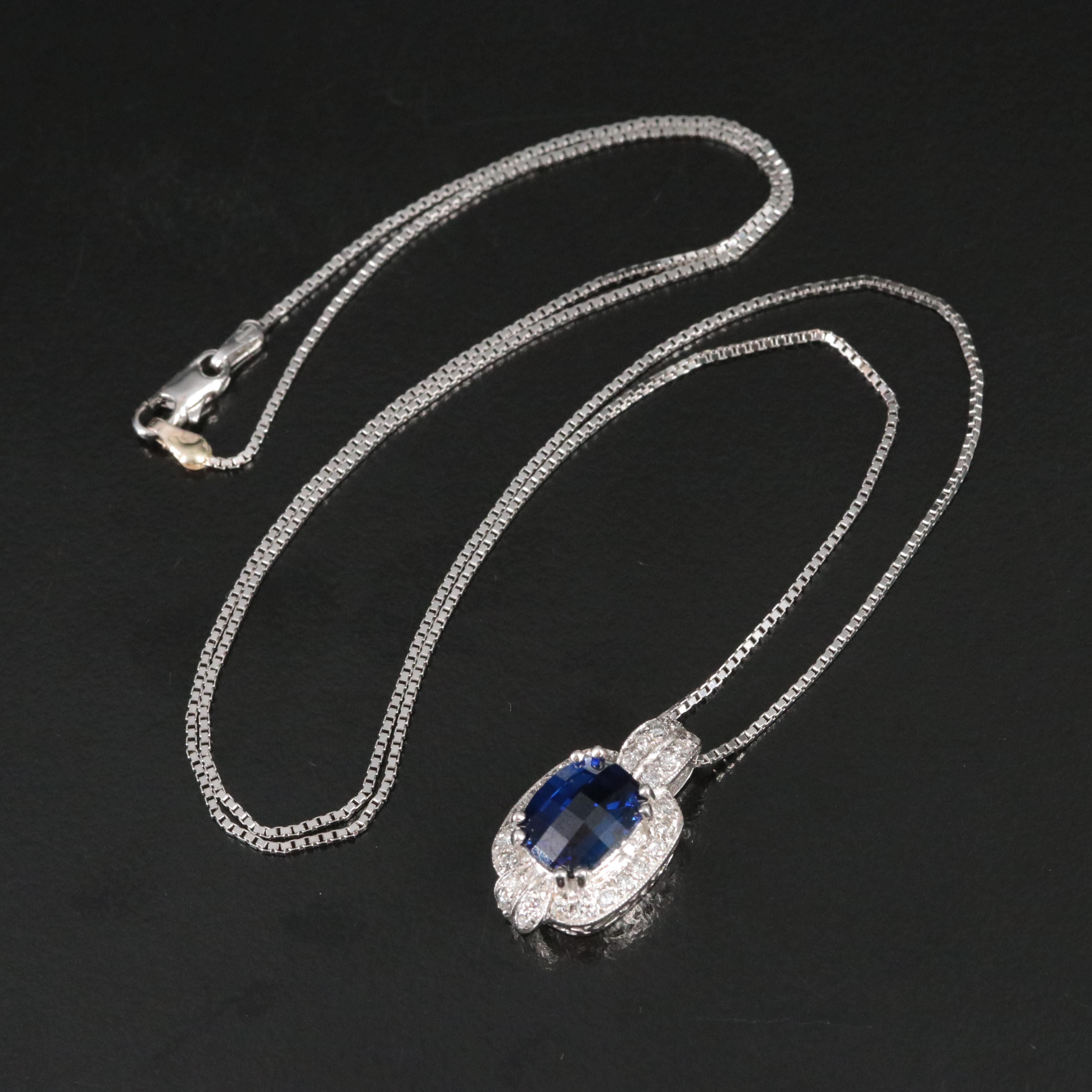 14K Sapphire and Diamond Pendant Necklace and Earrings