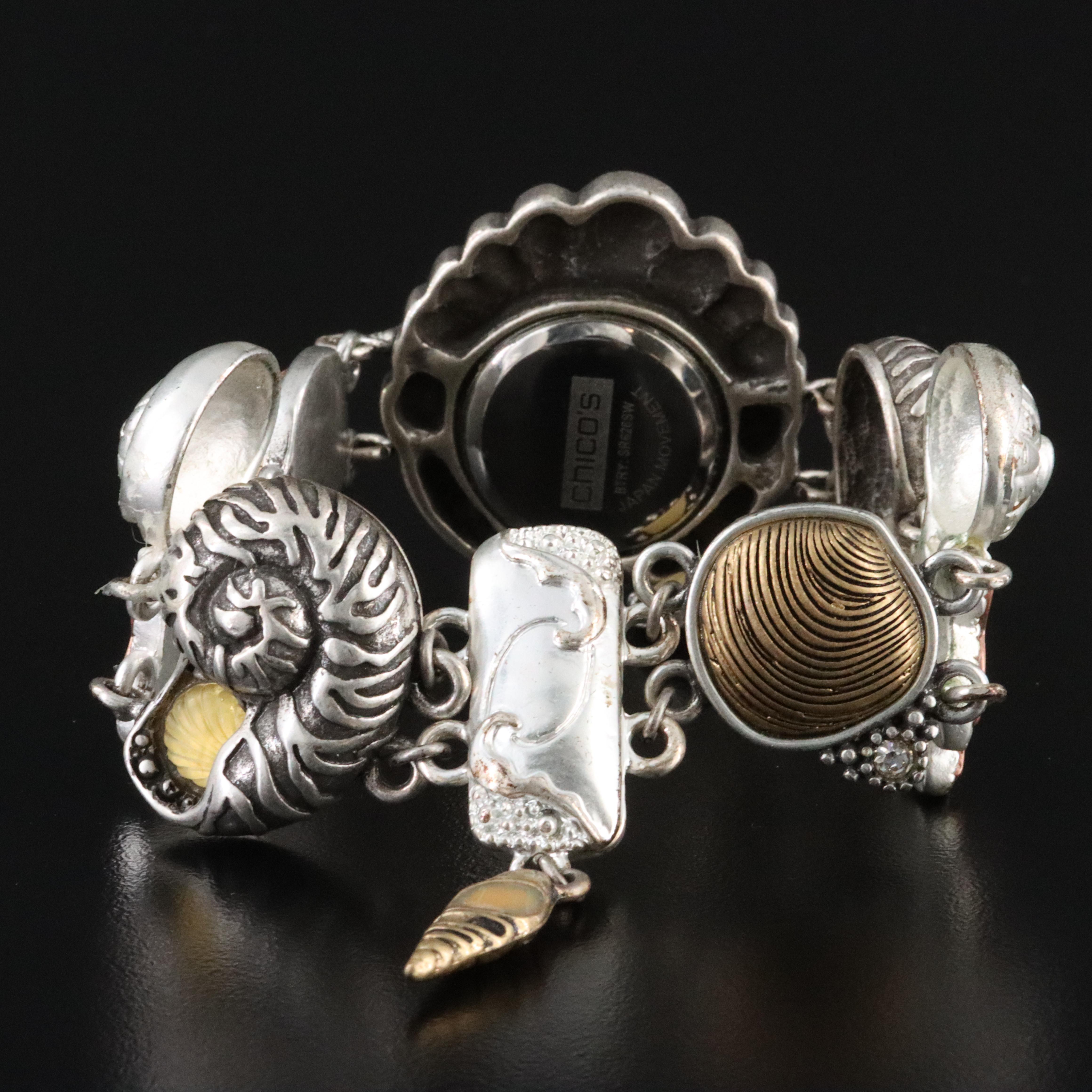 Chico's Sea Shell Motif Quartz Wristwatch