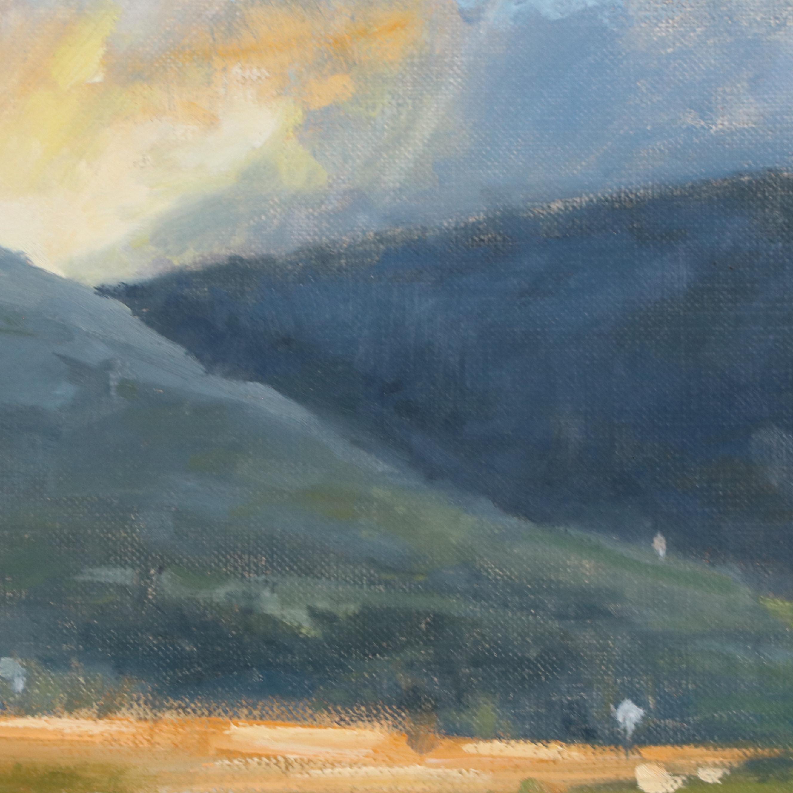 Robert Waltsak Mountainous Landscape Oil Painting of Pastoral Scene "The Storm"