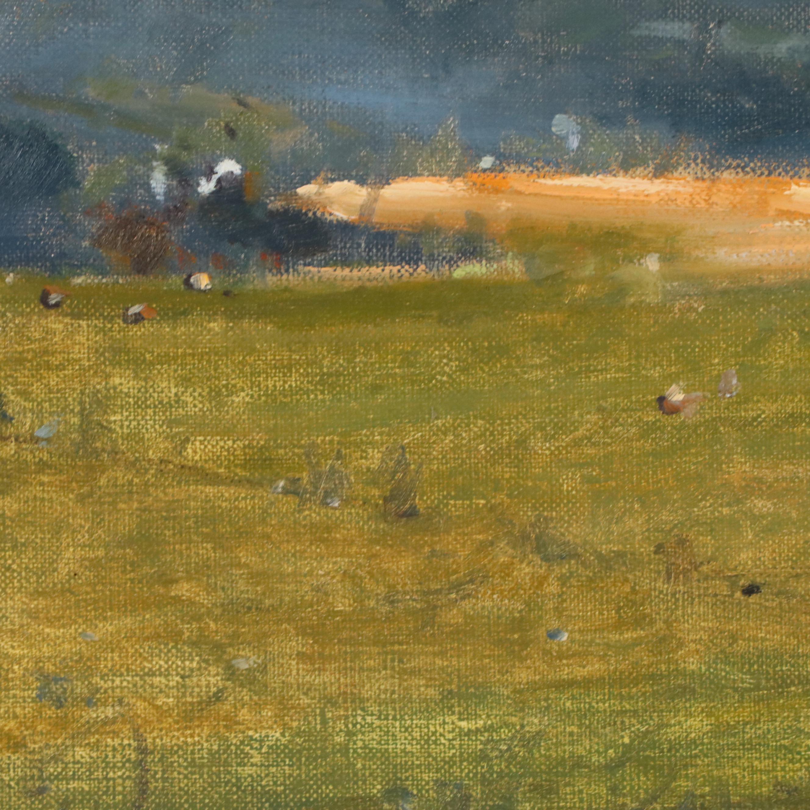 Robert Waltsak Mountainous Landscape Oil Painting of Pastoral Scene "The Storm"