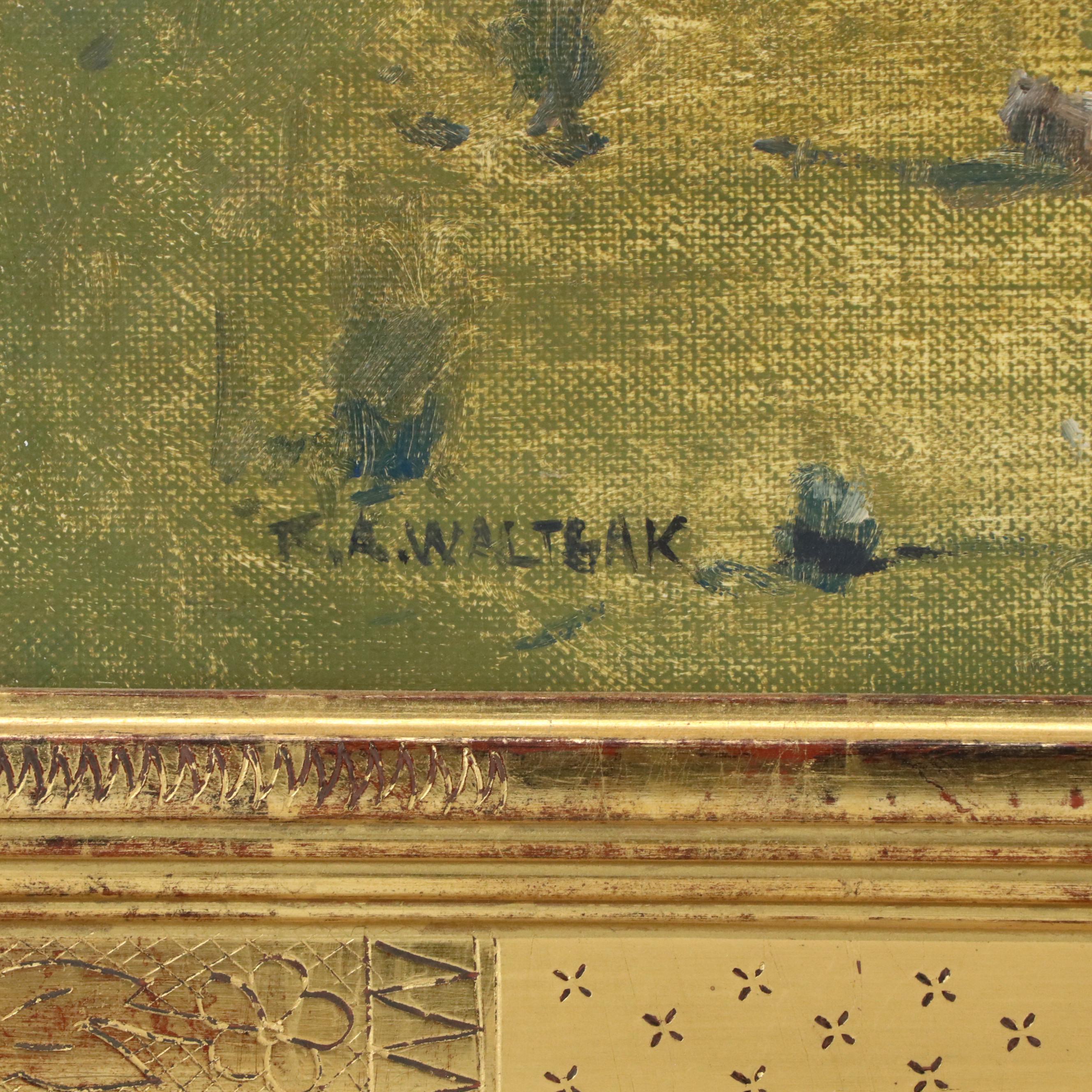 Robert Waltsak Mountainous Landscape Oil Painting of Pastoral Scene "The Storm"