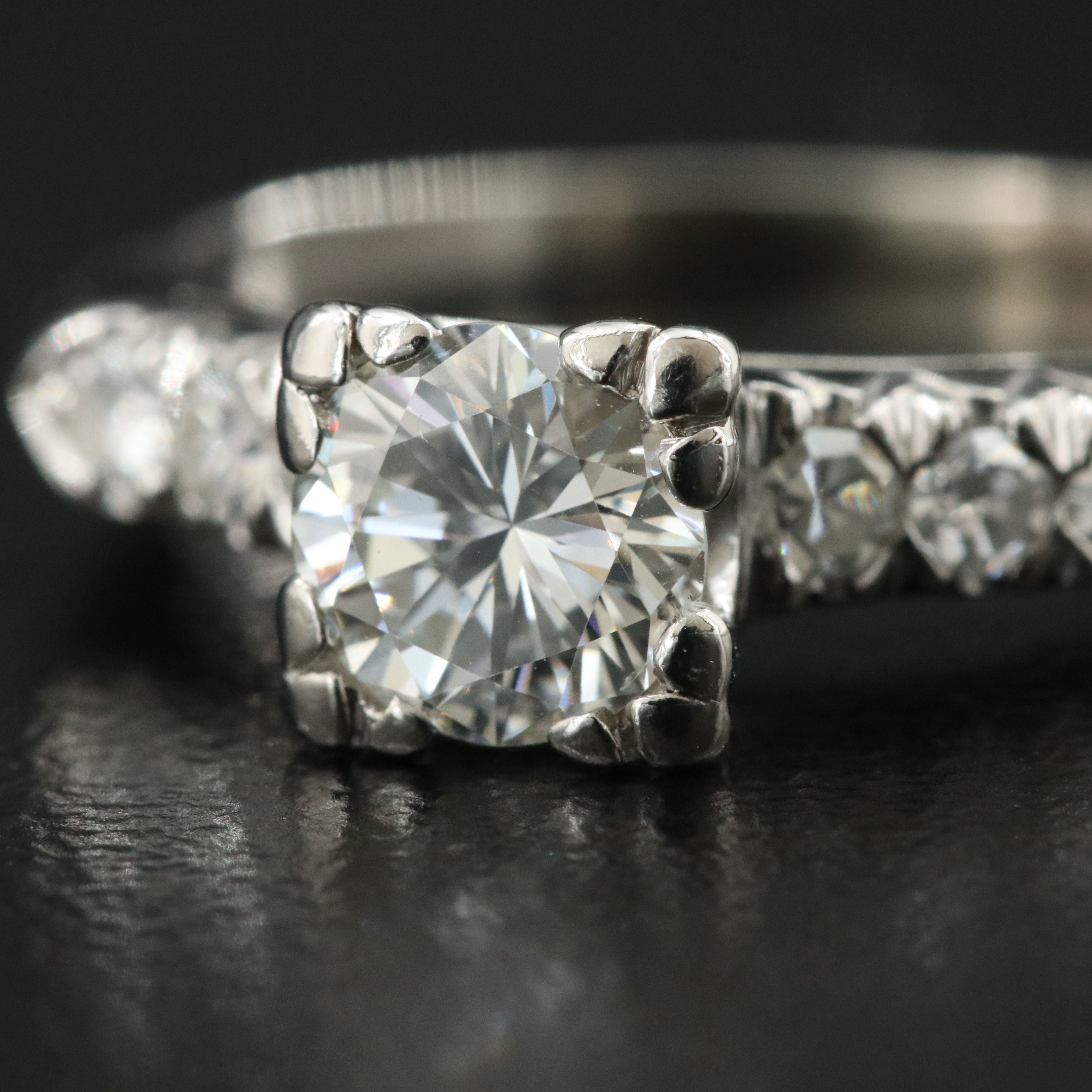 Vintage Platinum 0.87 Diamond Ring