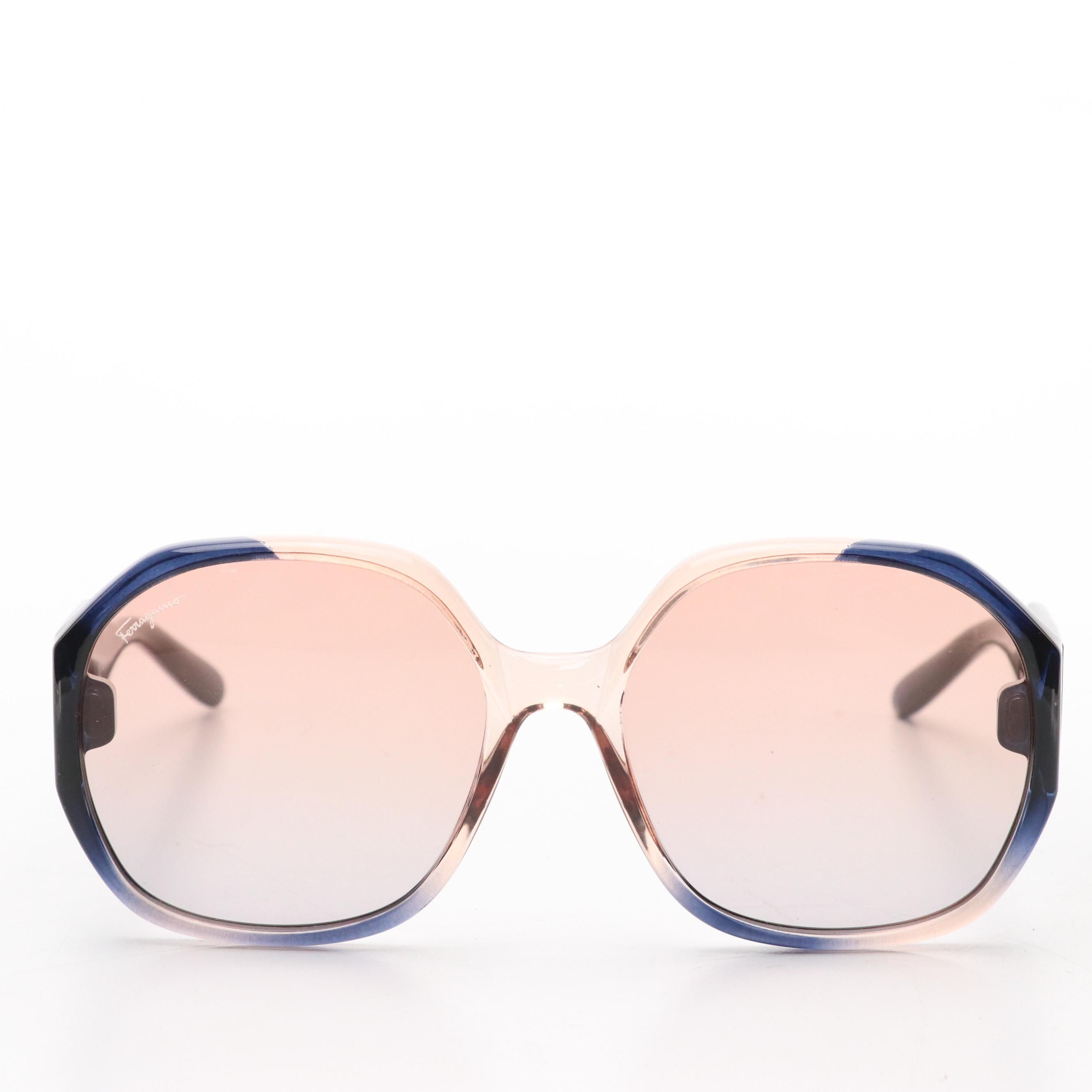 Salvatore Ferragamo SF943S Grey Rose Gradient Oversized Sunglasses w/ Case & Box