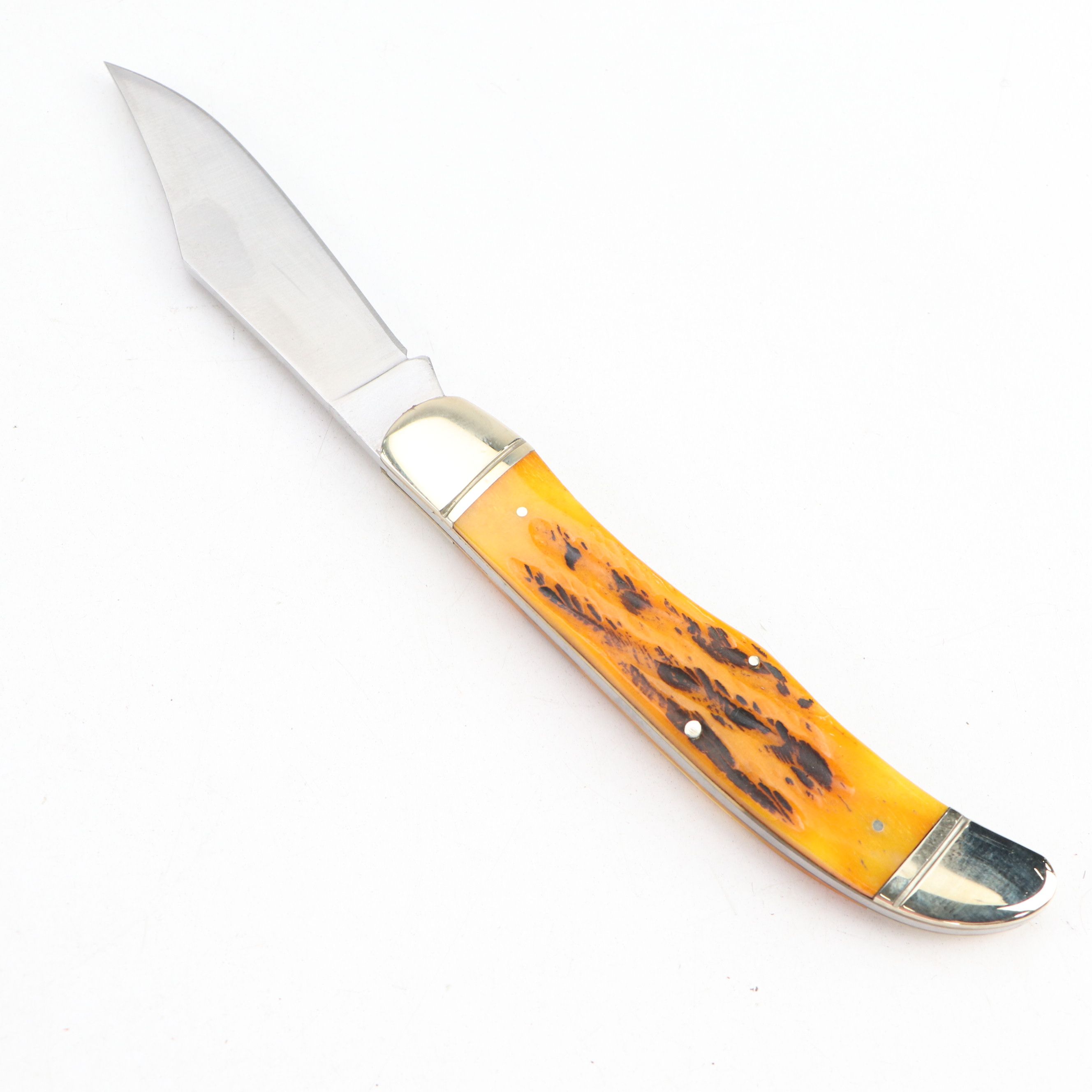 Damascus Steel and Antler Handled Skinner Knives with More