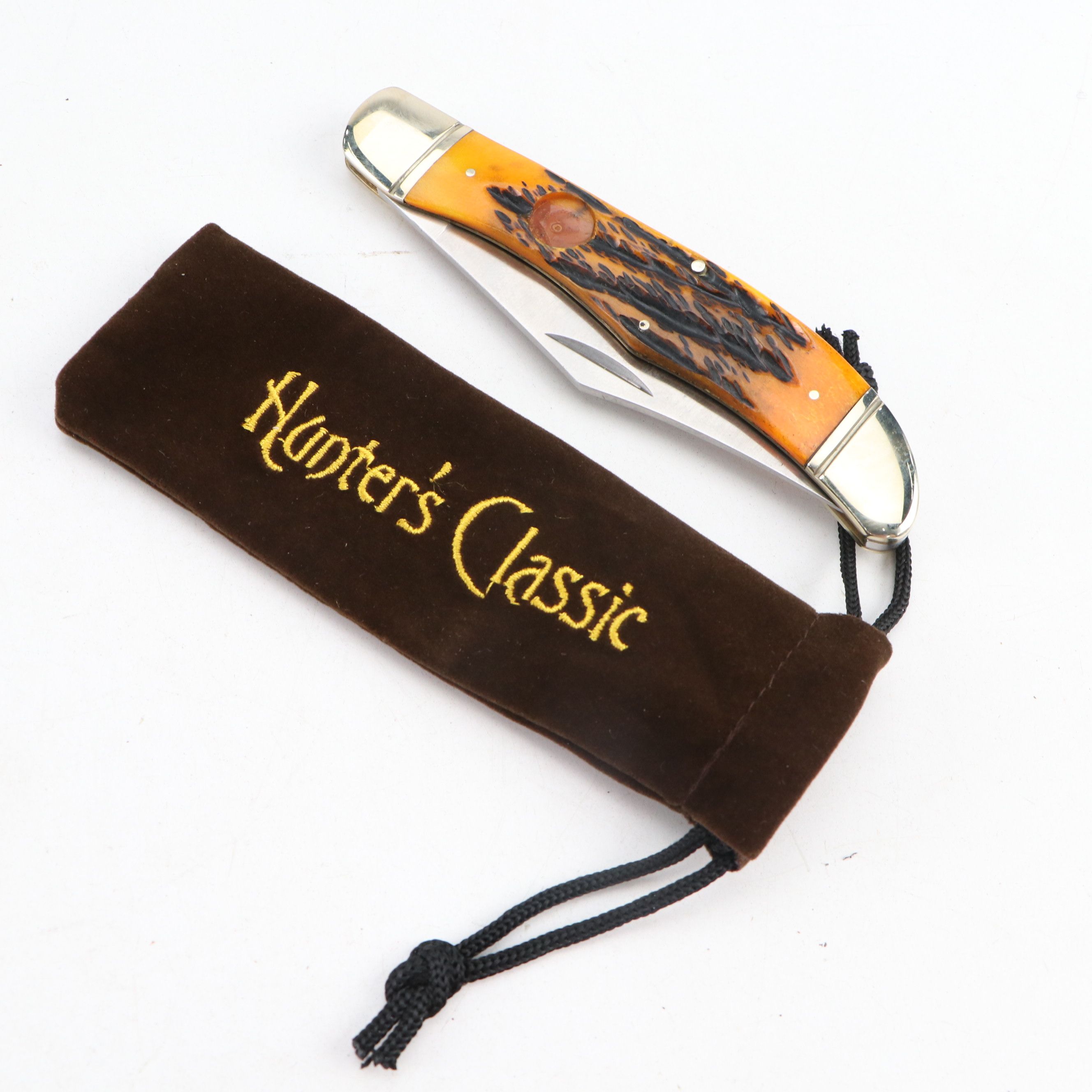 Damascus Steel and Antler Handled Skinner Knives with More