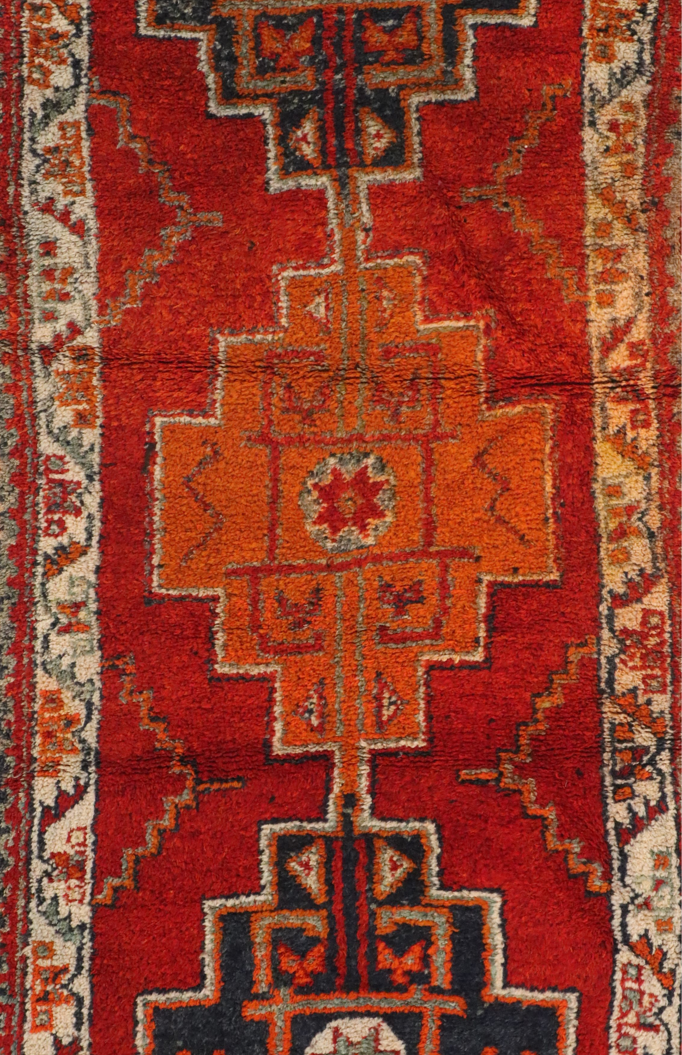 4'2 x 12'10 Hand-Knotted Moroccan Berber Long Rug