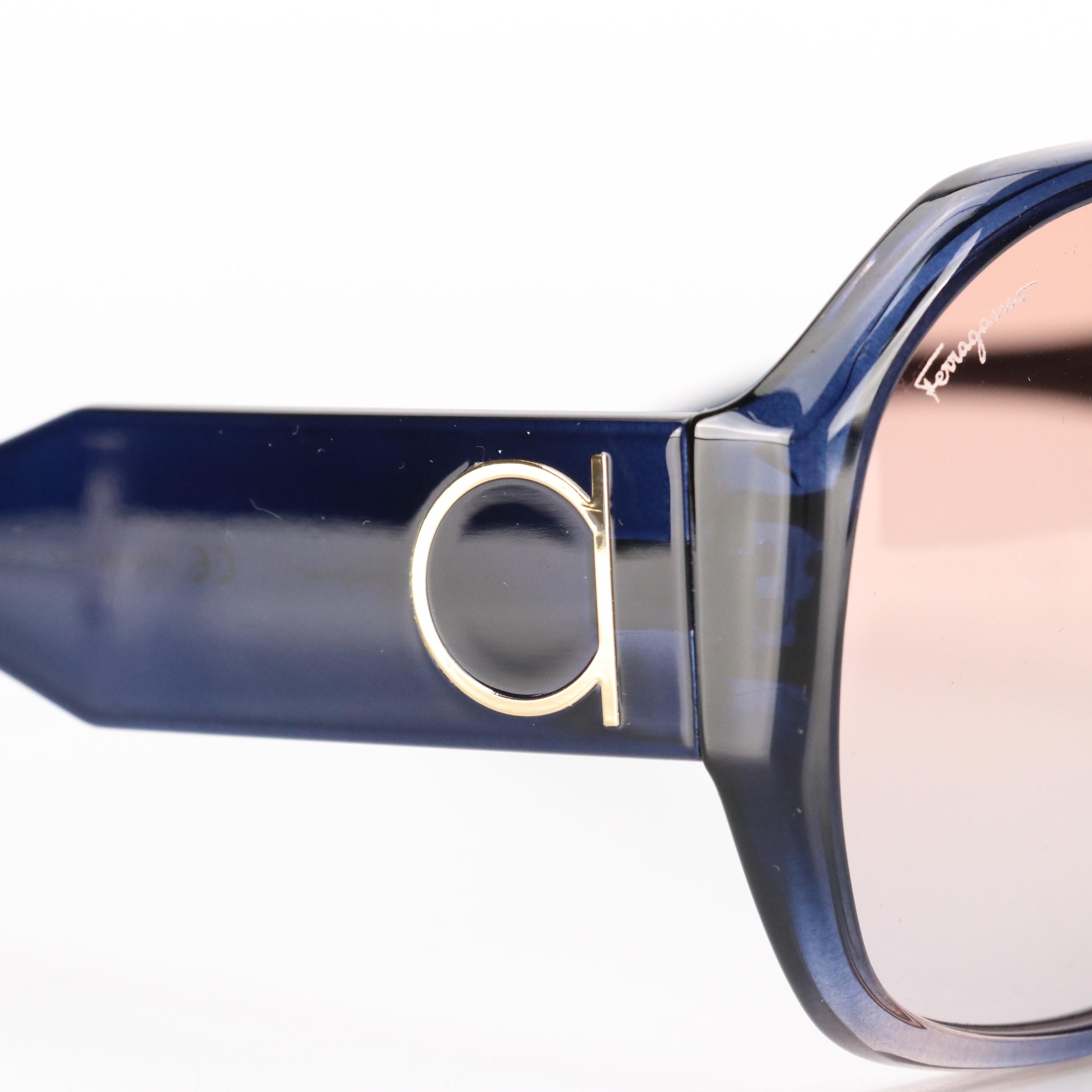 Salvatore Ferragamo SF943S Grey Rose Gradient Oversized Sunglasses w/ Case & Box