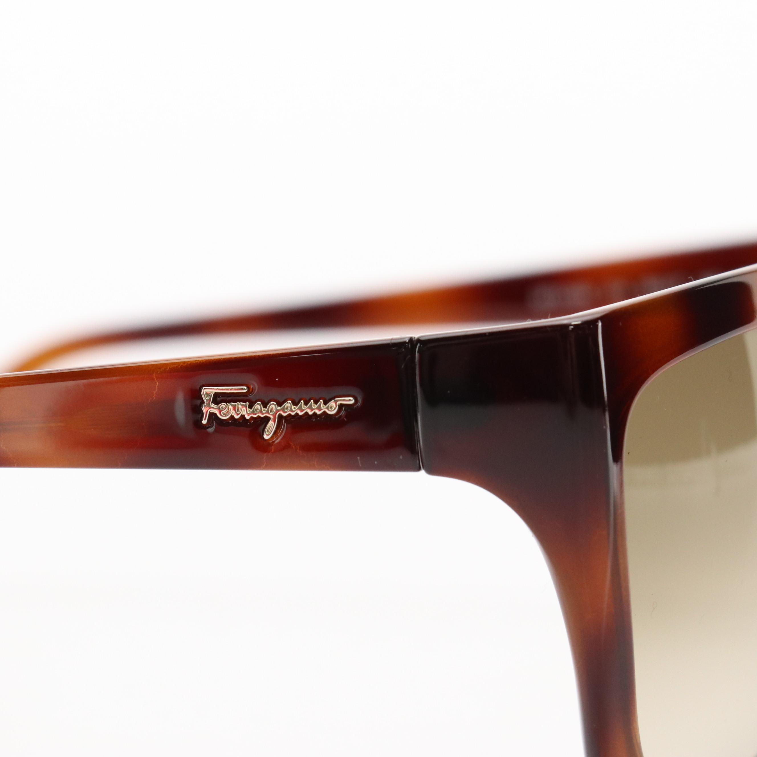 Salvatore Ferragamo SF1018S Havana Rectangular Framed Sunglasses W/ Case & Box