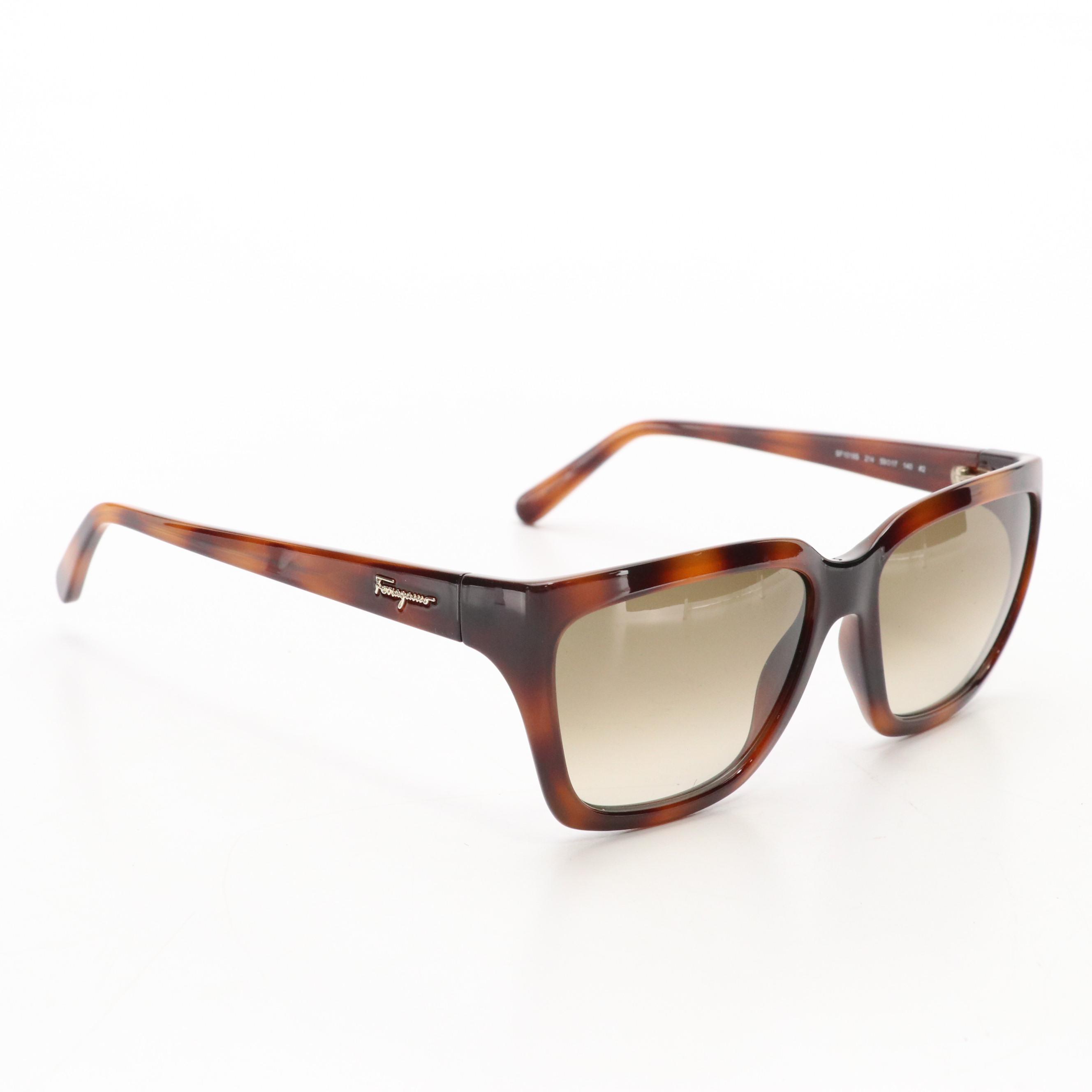 Salvatore Ferragamo SF1018S Havana Rectangular Framed Sunglasses W/ Case & Box