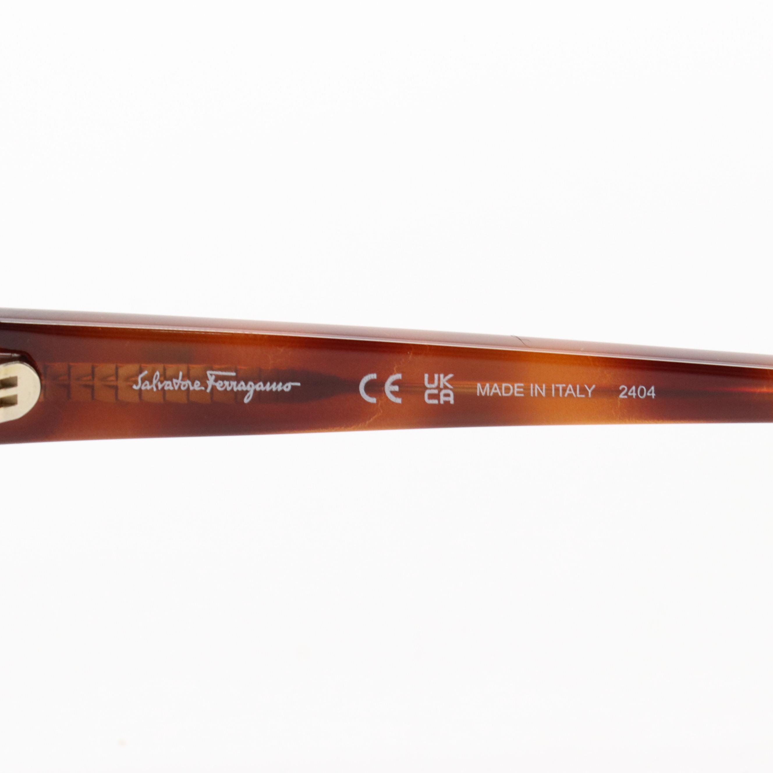 Salvatore Ferragamo SF1018S Havana Rectangular Framed Sunglasses W/ Case & Box