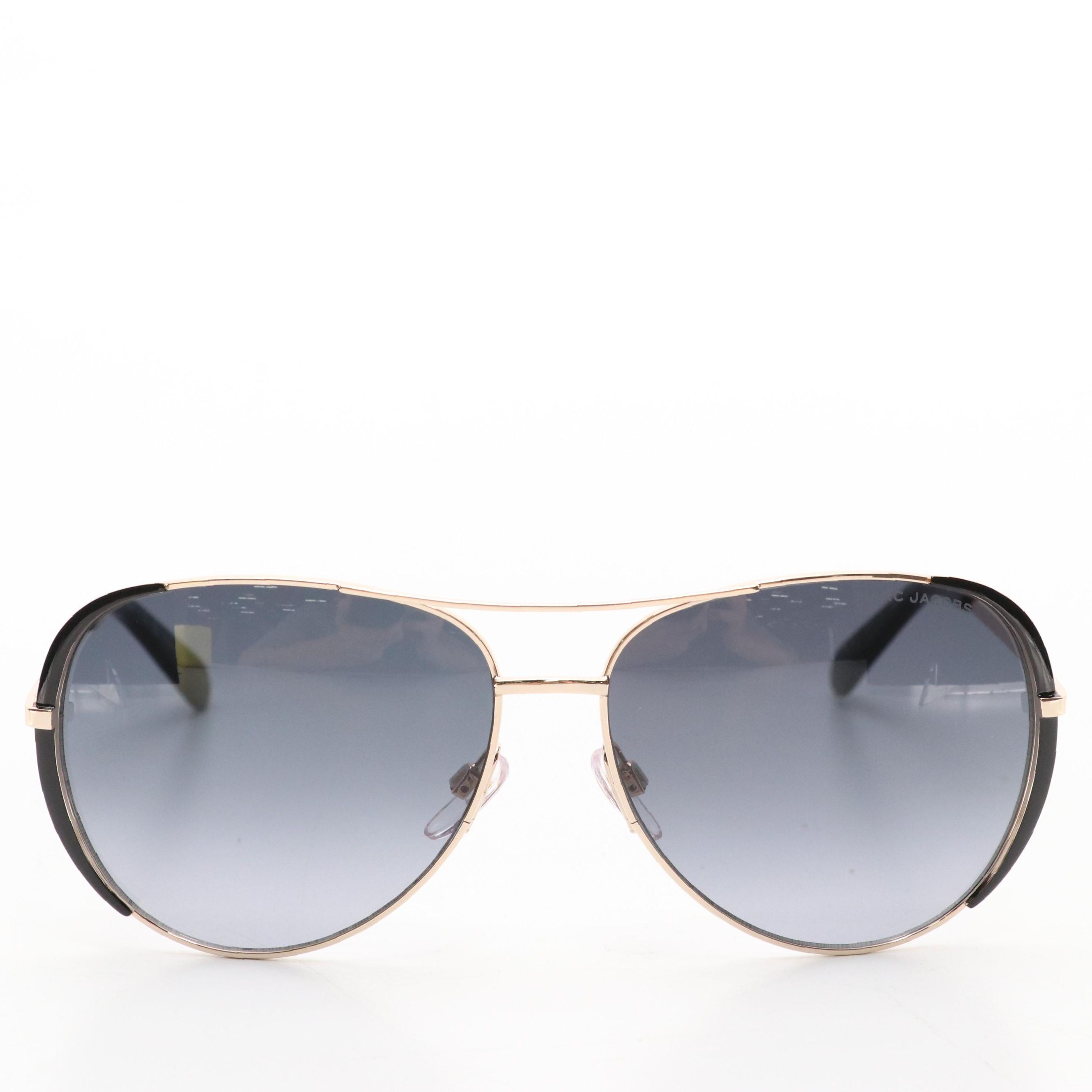 Marc Jacobs MARC-686/S Black Lens Gold Framed Pilot Sunglasses with Case