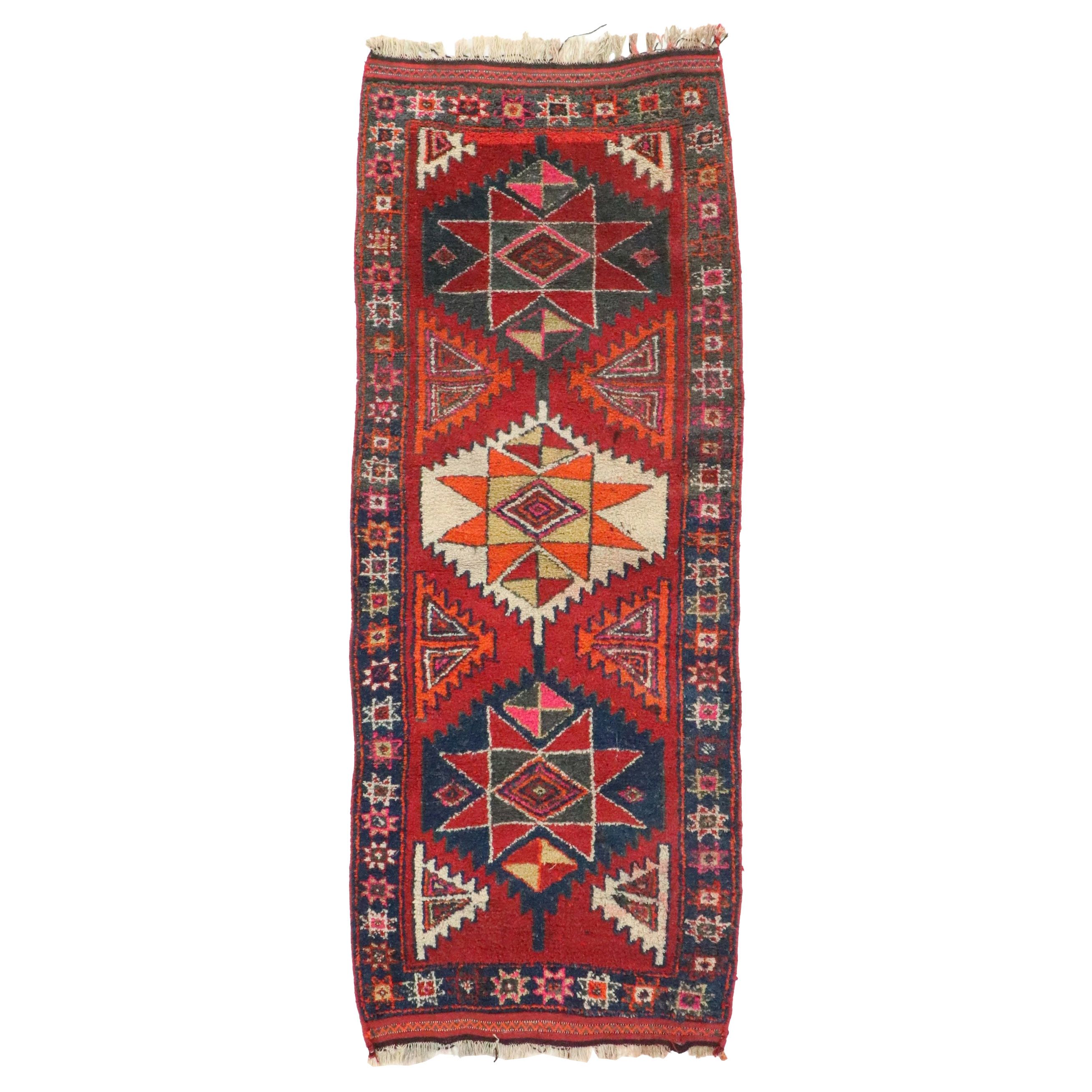 4' x 10'7 Hand-Knotted Moroccan Berber Long Rug