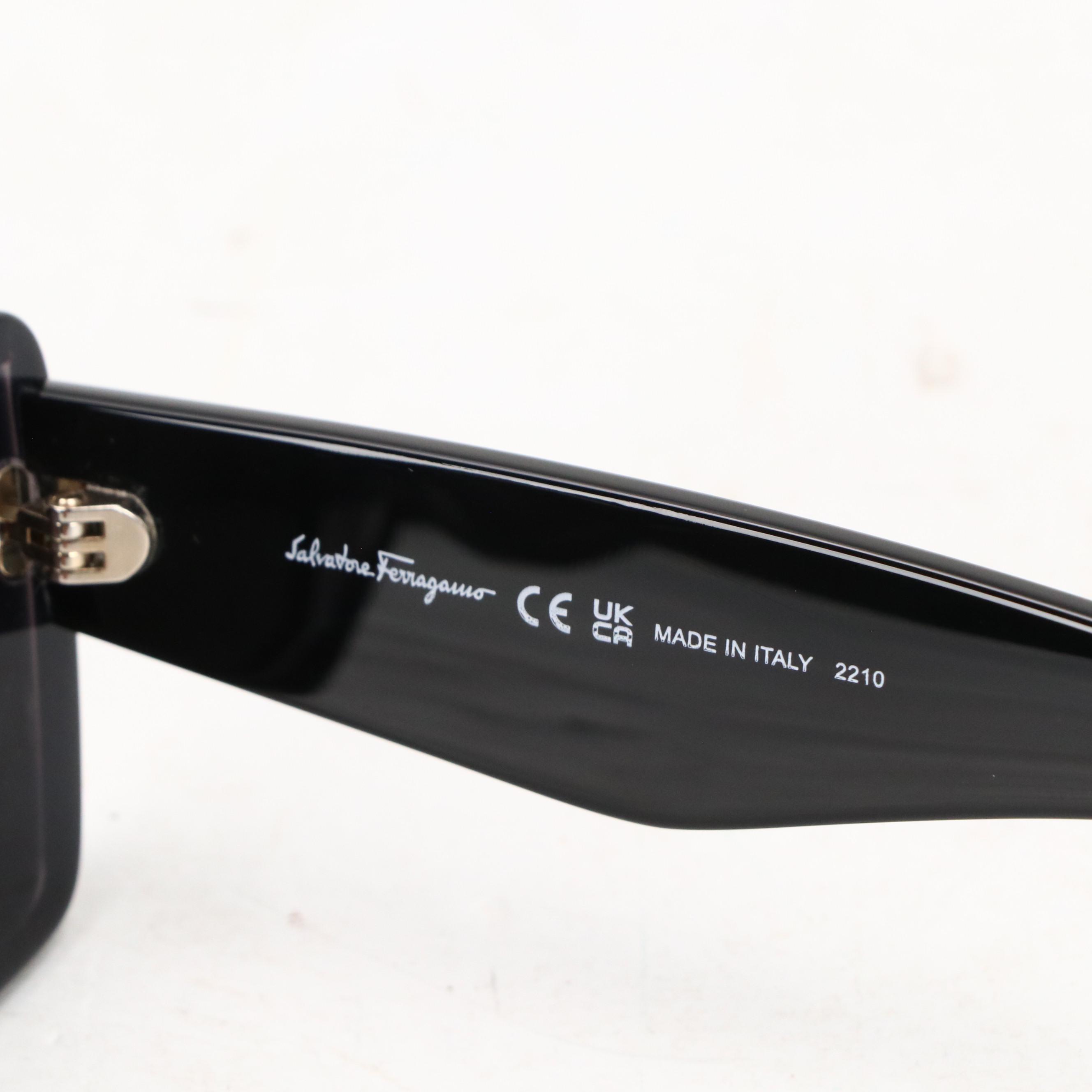 Salvatore Ferragamo SF1079S Black Rectangular Framed Sunglasses with Case & Box