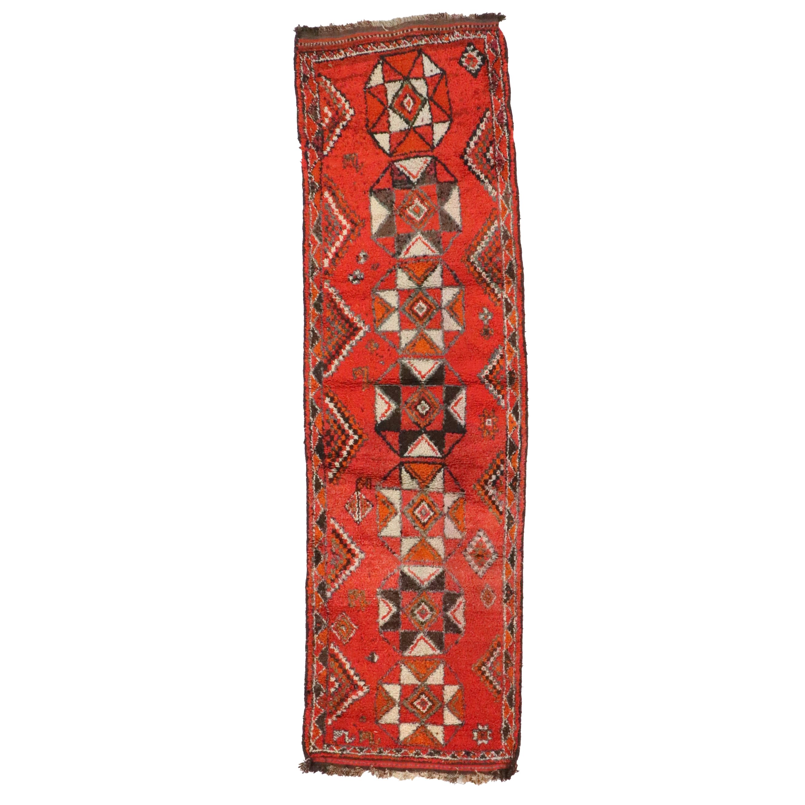 3'8 x 12'7 Hand-Knotted Moroccan Berber Long Rug