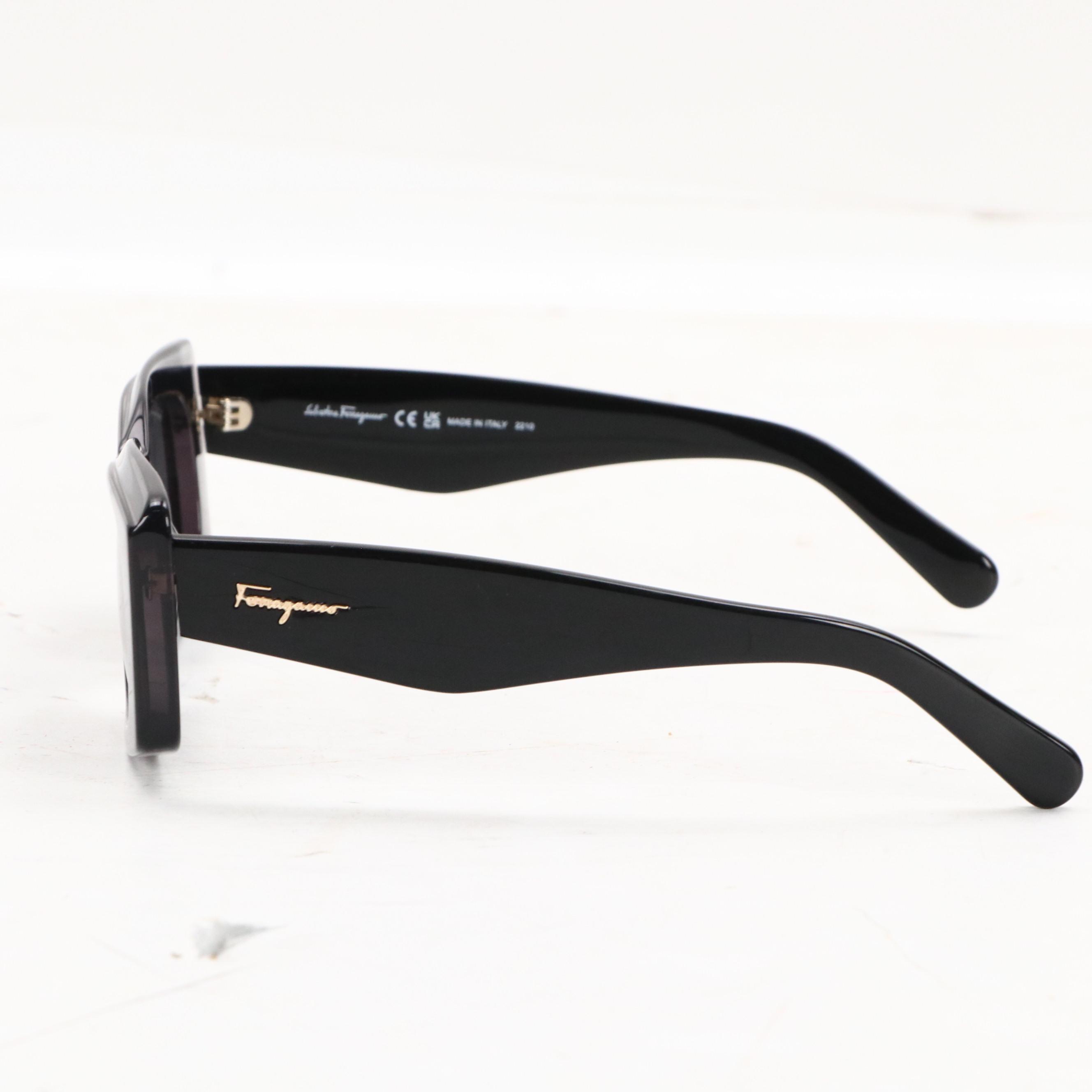 Salvatore Ferragamo SF1079S Black Rectangular Framed Sunglasses with Case & Box