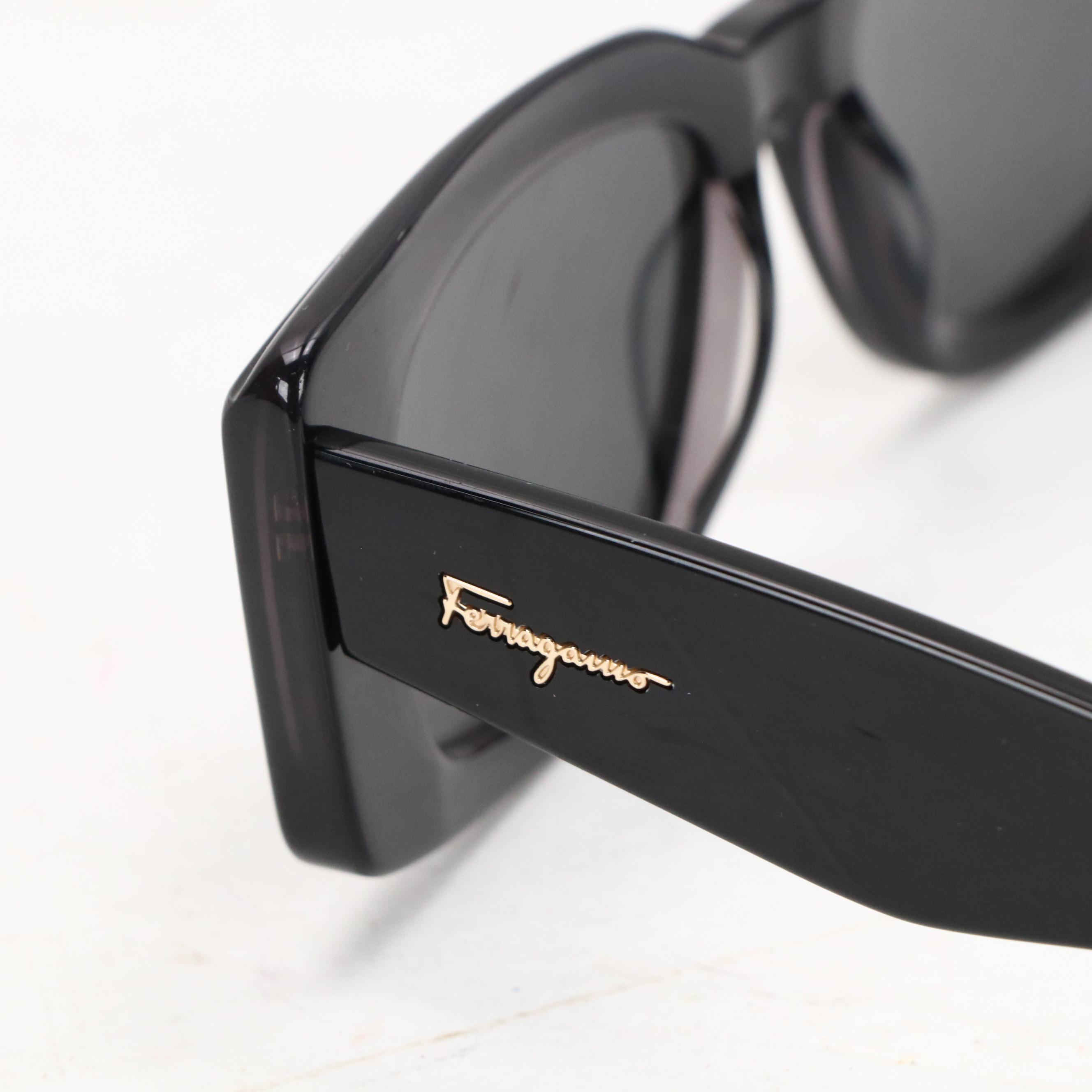 Salvatore Ferragamo SF1079S Black Rectangular Framed Sunglasses with Case & Box