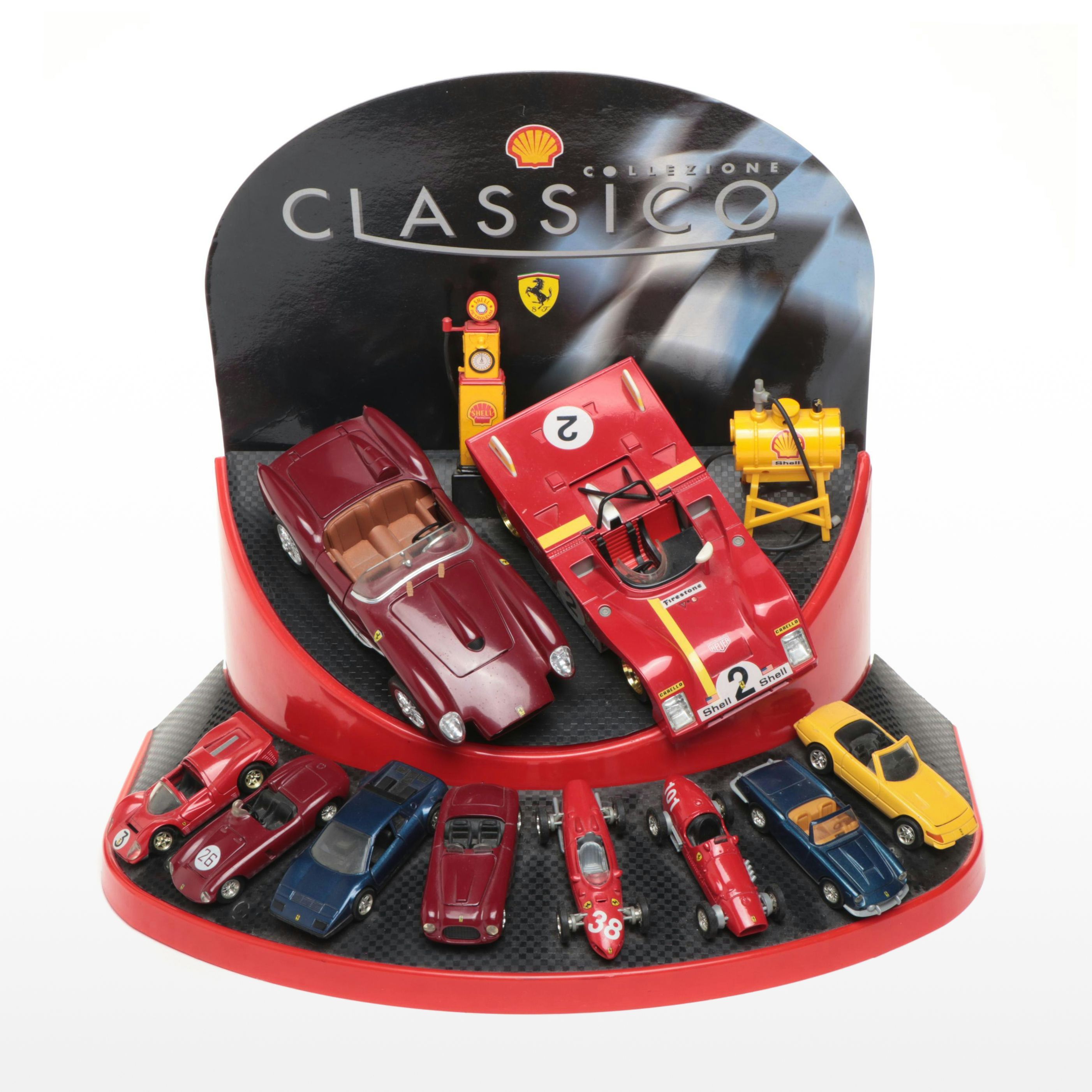 Collezione Shell Classico Ferrari Diecast Cars on Display