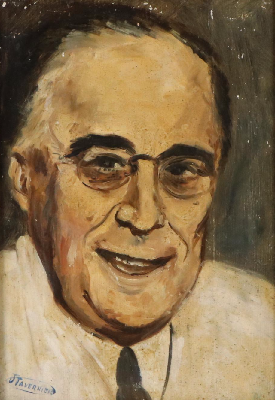 J. Tavernier Oil Portrait, Mid-20th Century