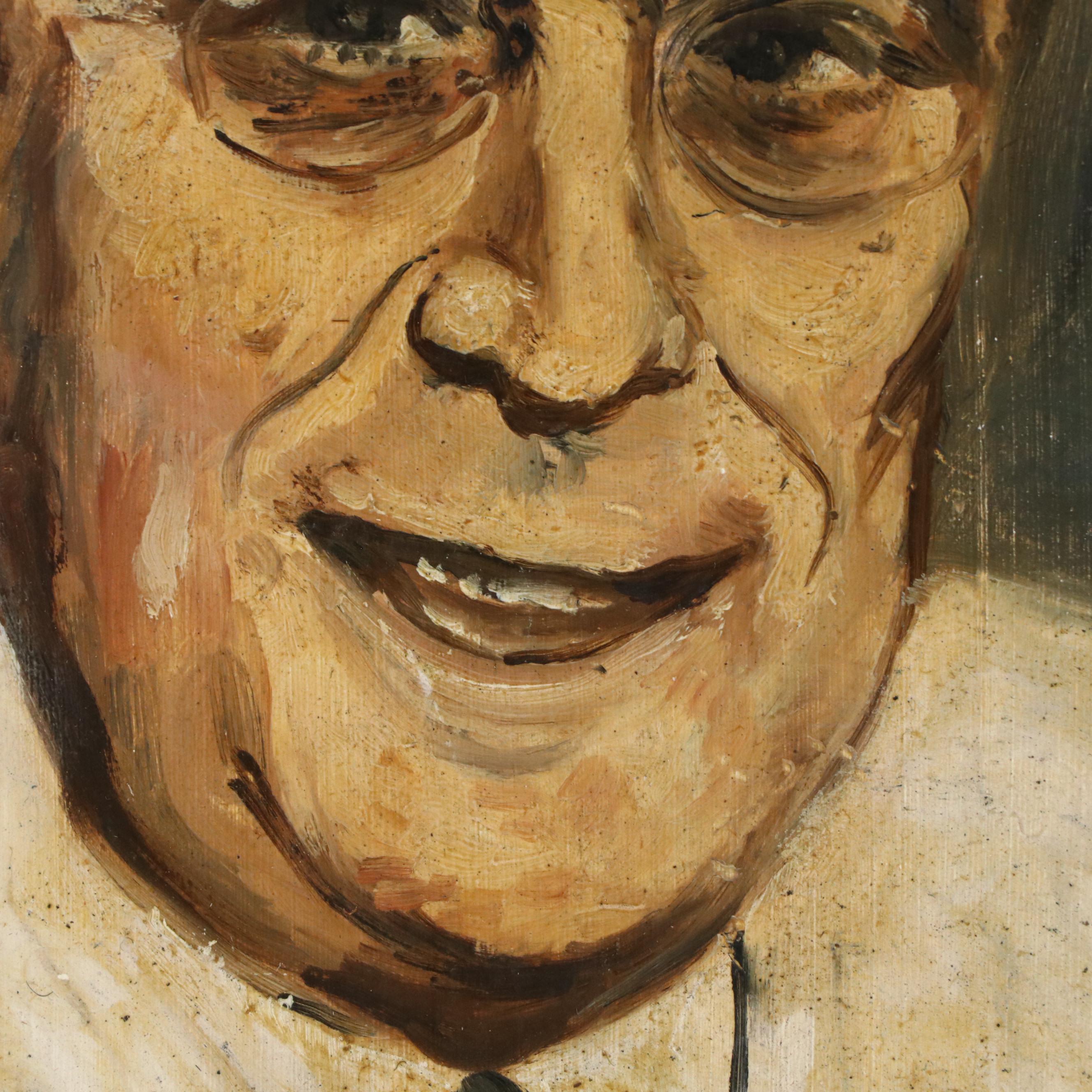 J. Tavernier Oil Portrait, Mid-20th Century