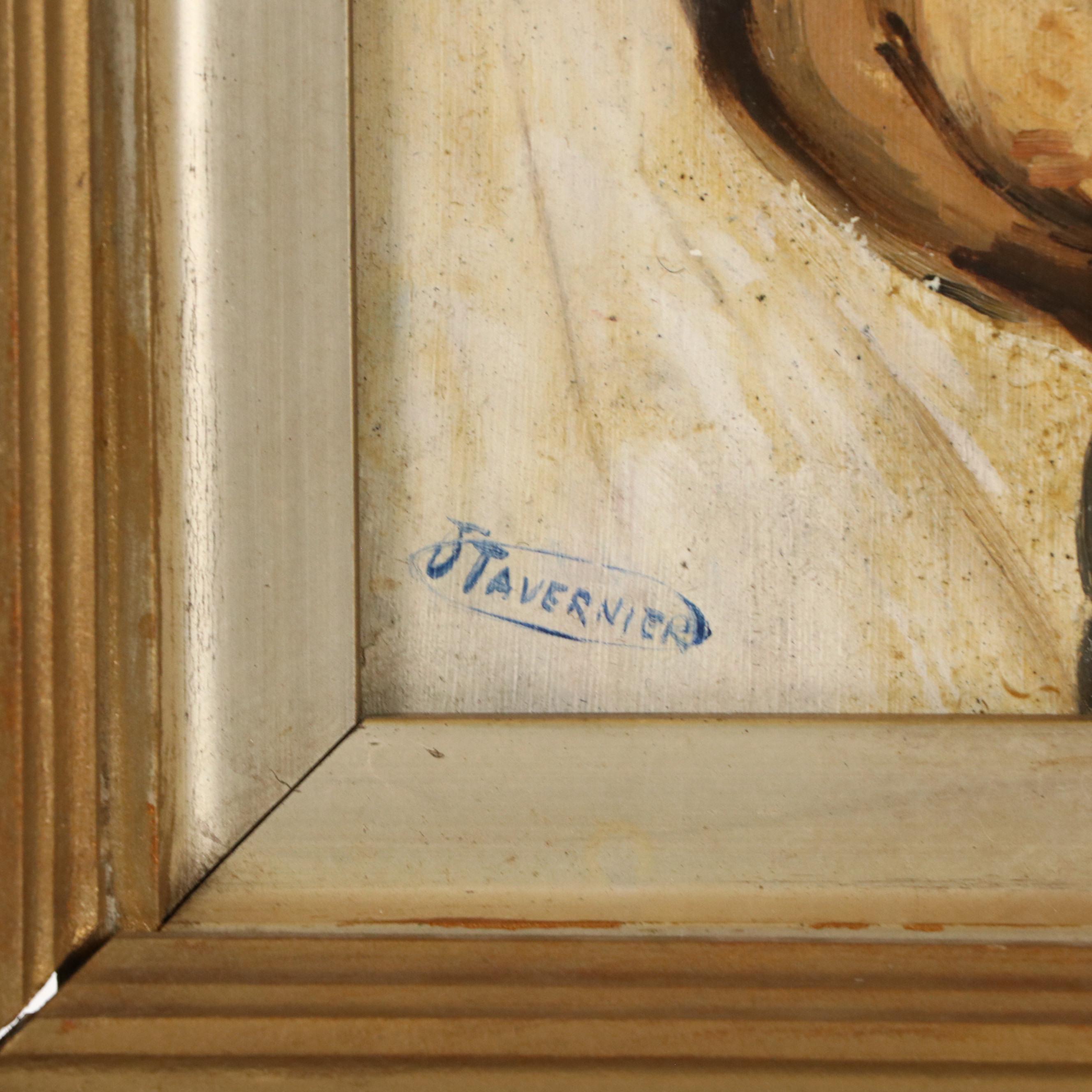 J. Tavernier Oil Portrait, Mid-20th Century