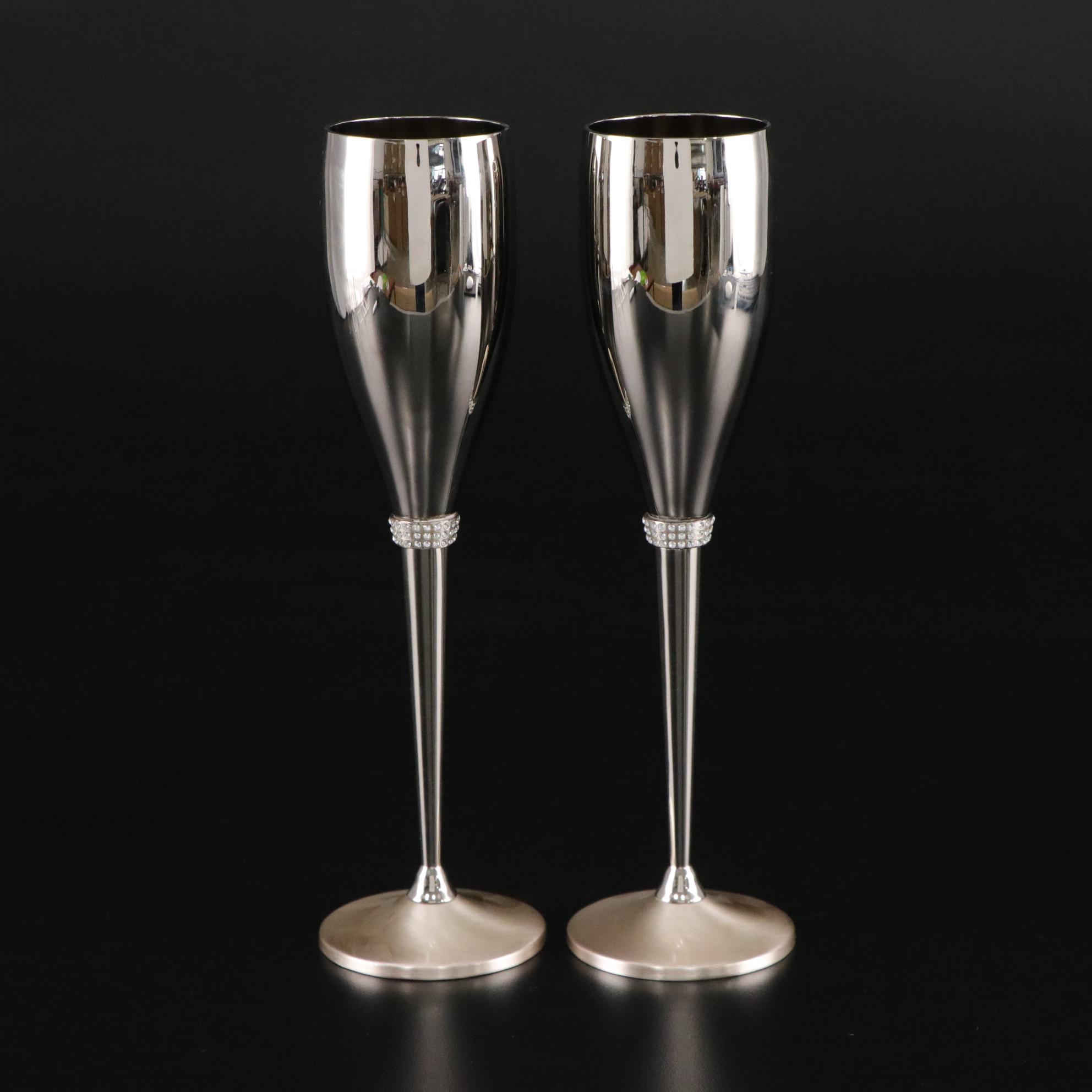 Things Remembered and Swarovski Crystallized Silver Plate Champagne Flutes