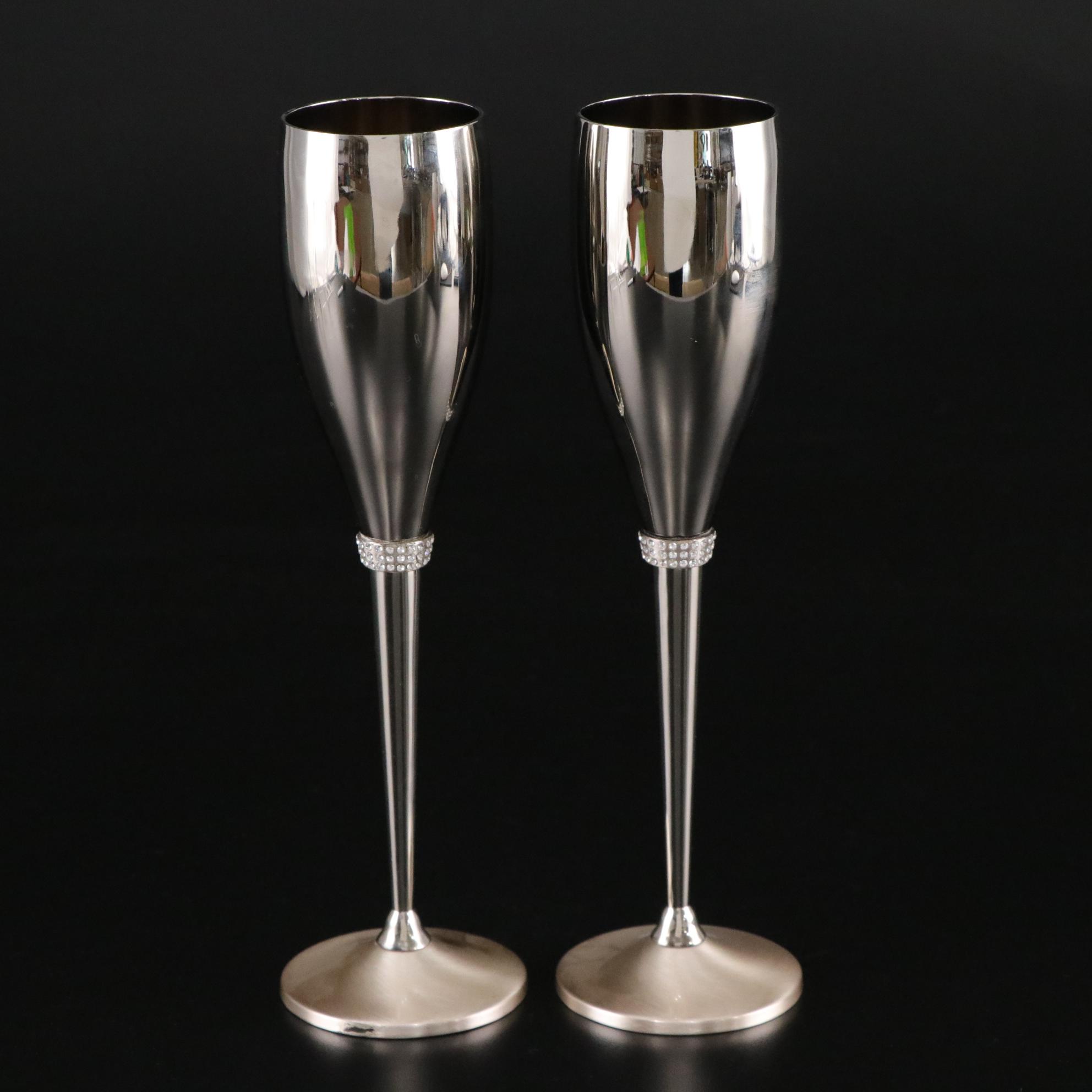 Things Remembered and Swarovski Crystallized Silver Plate Champagne Flutes