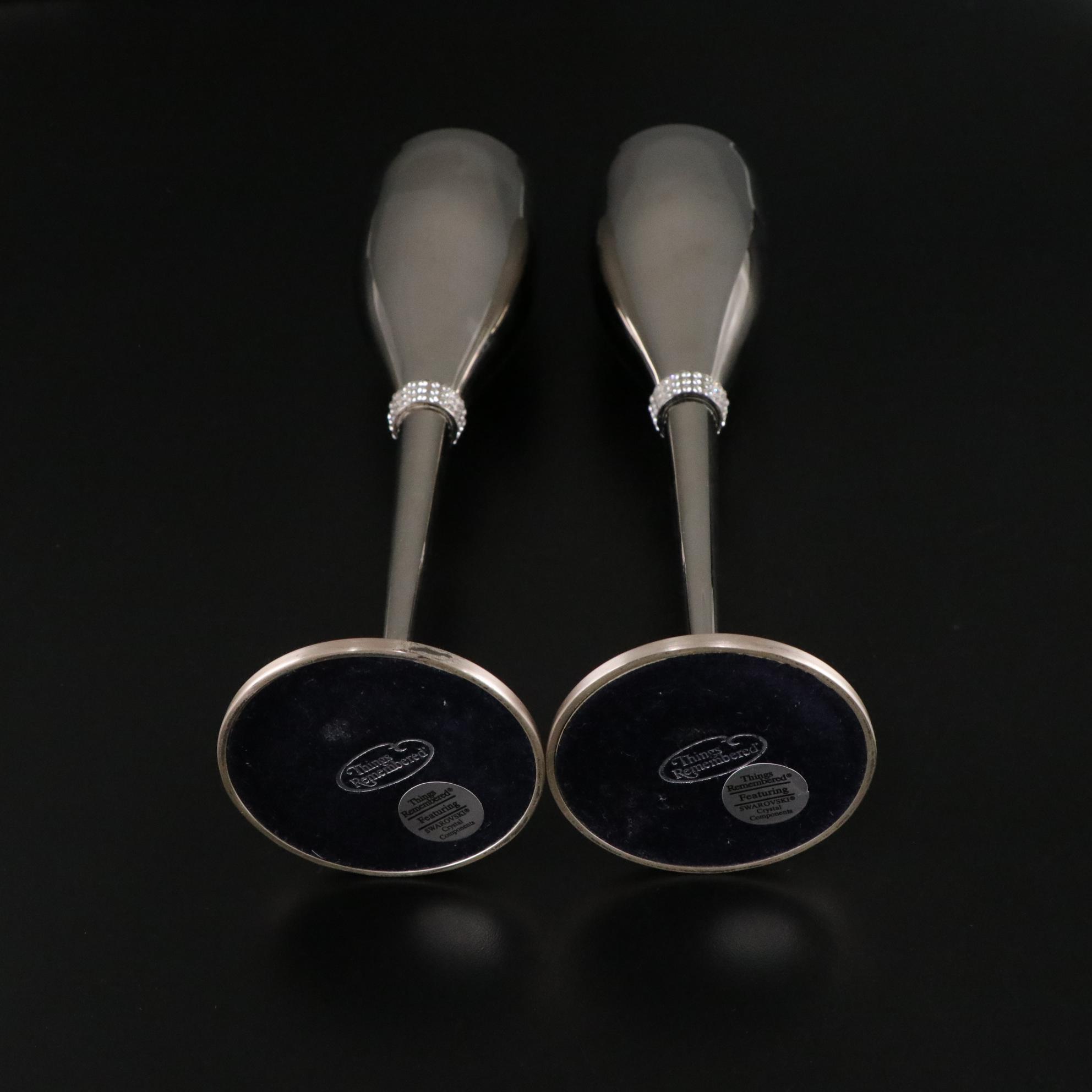Things Remembered and Swarovski Crystallized Silver Plate Champagne Flutes