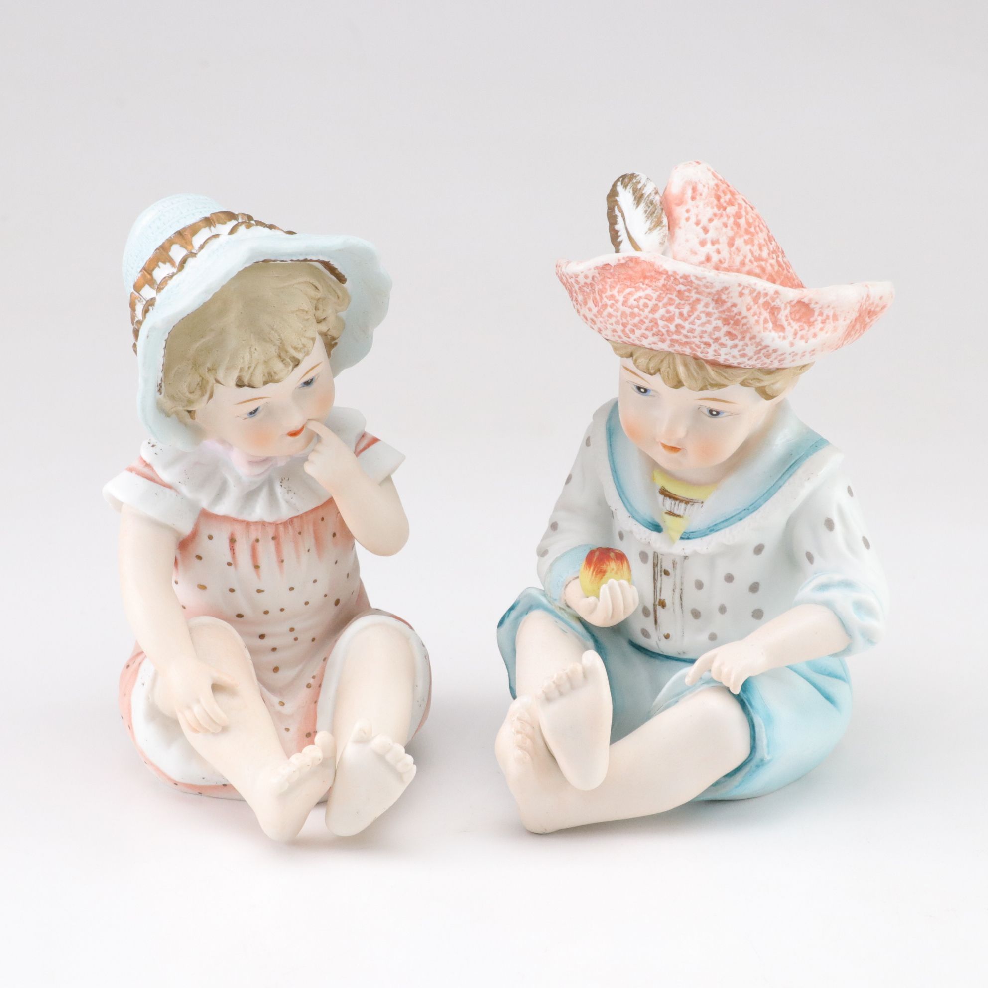 Bisque Porcelain Piano Babies, Mid to Late 20th Century