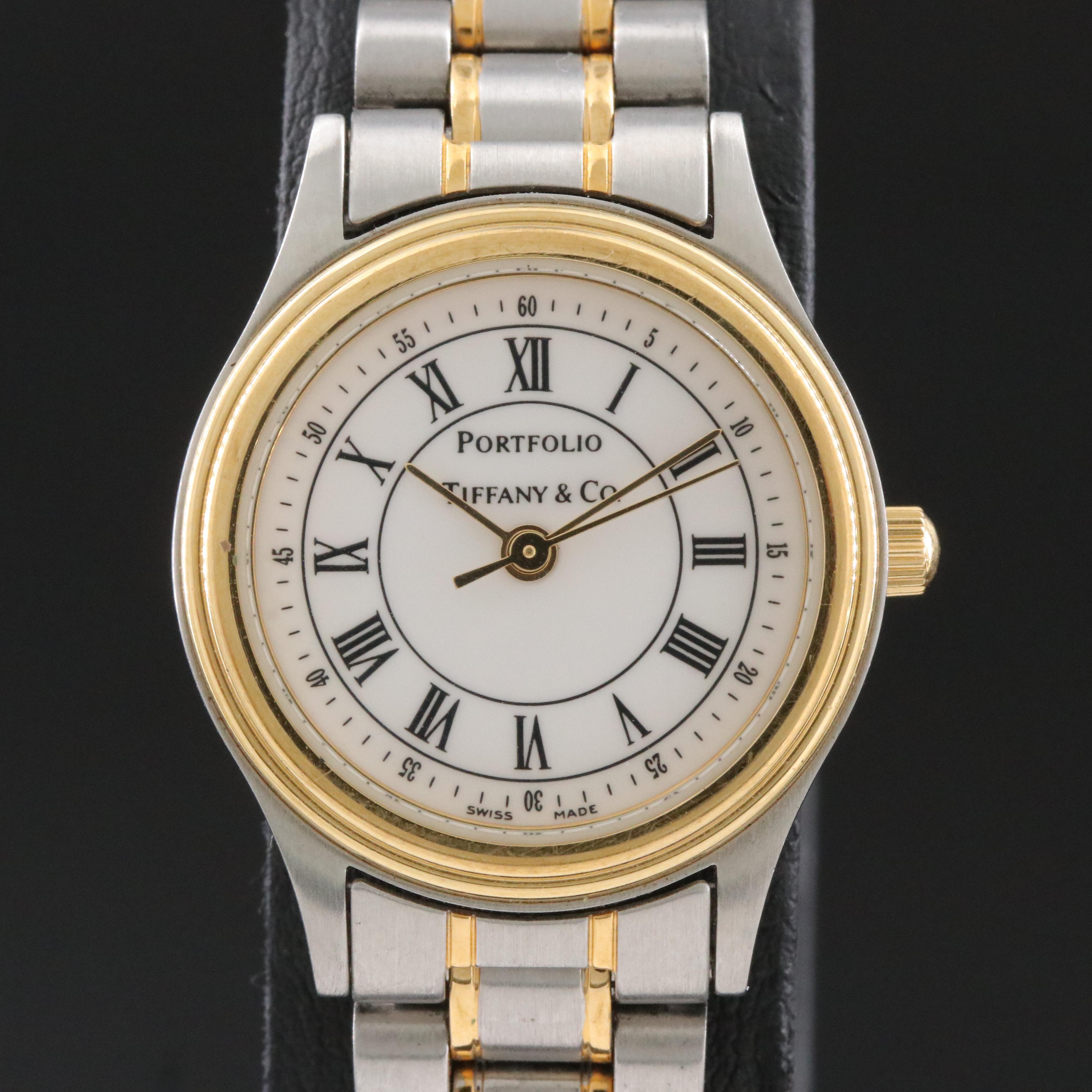 Portfolio by Tiffany & Co. White Dial 23.5mm Two-Tone Steel Quartz Watch