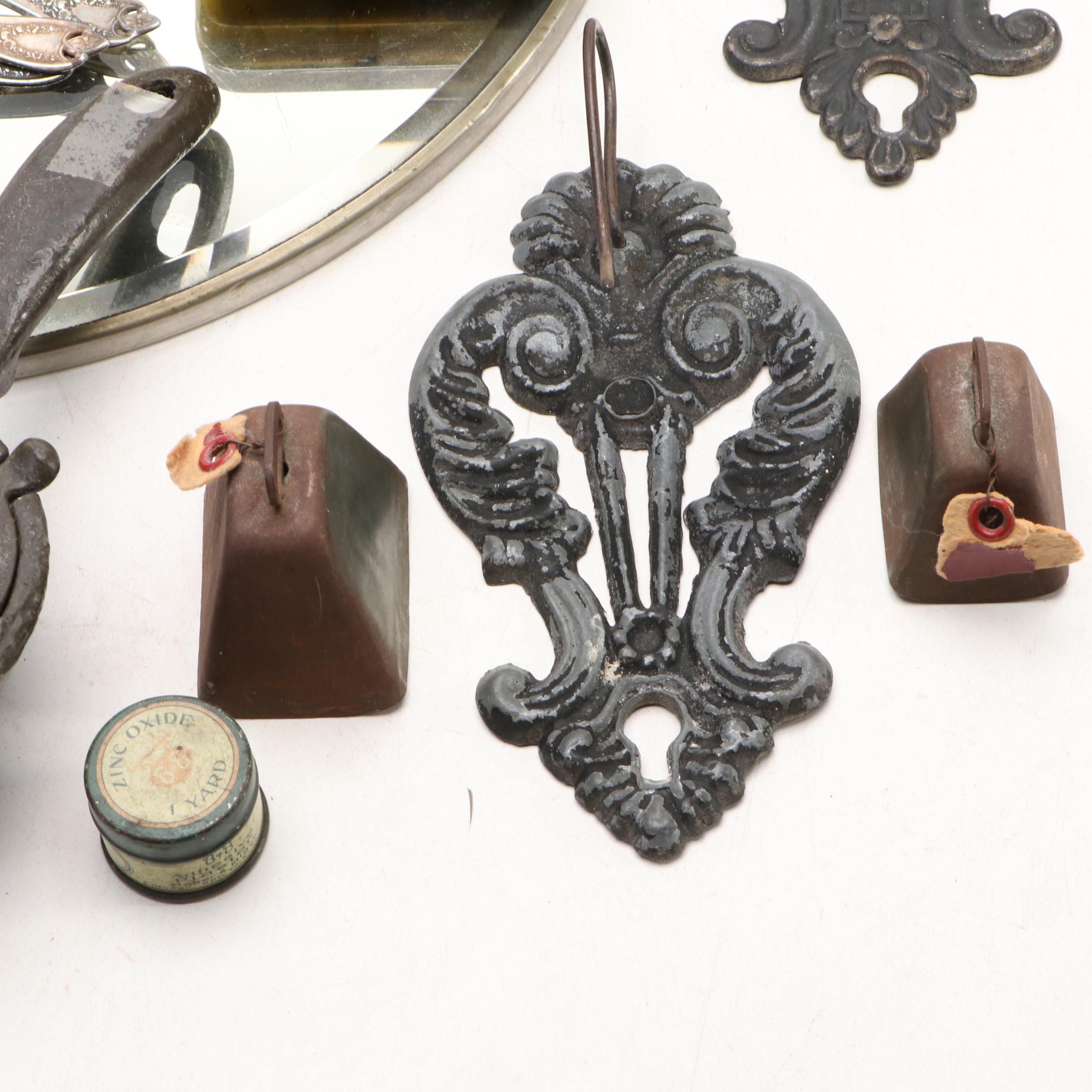 Art Nouveau Style Trumpet Vase with Mirrored Plateau and Other Decor