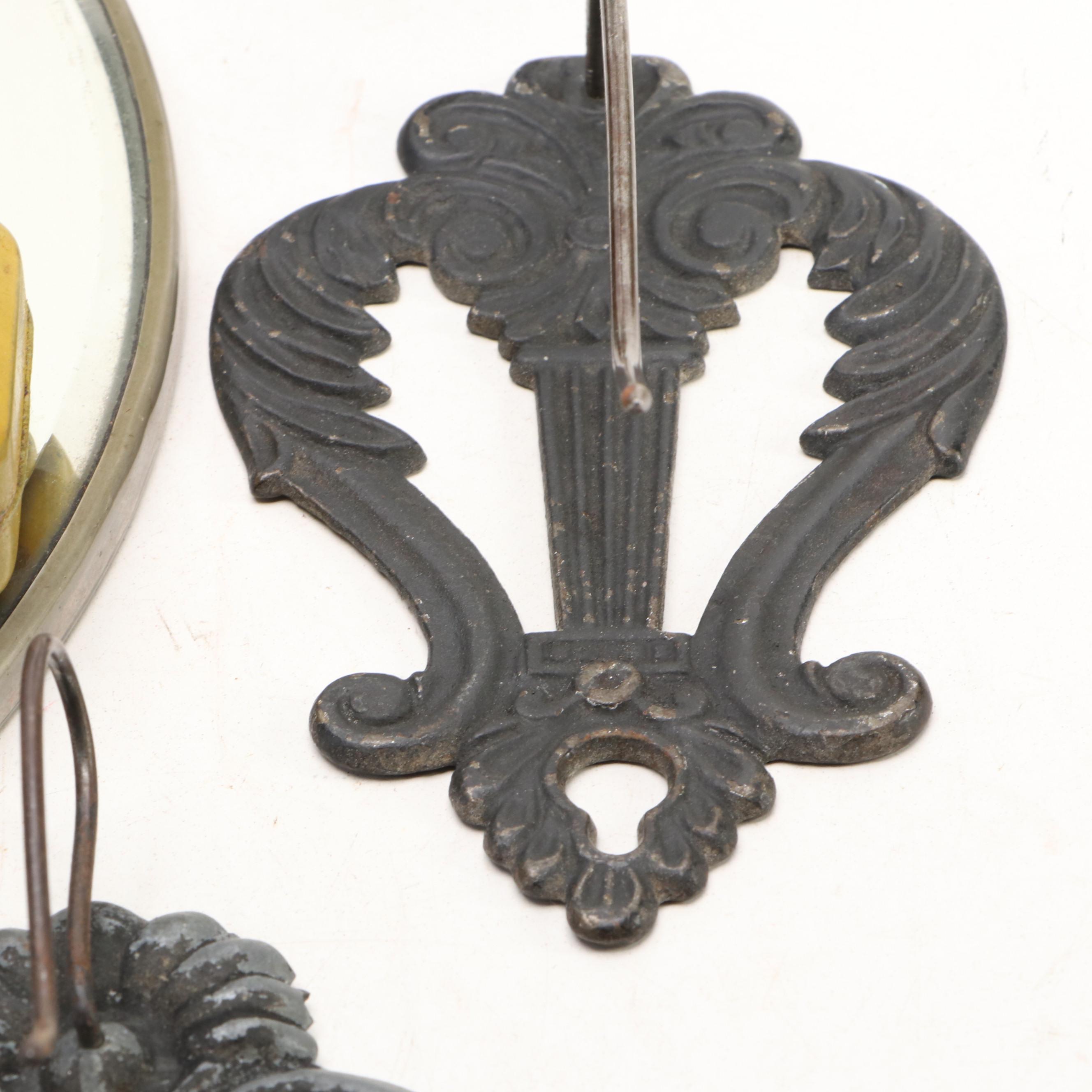 Art Nouveau Style Trumpet Vase with Mirrored Plateau and Other Decor